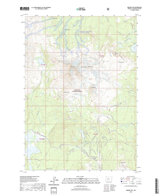 Broken Top Oregon US Topo Map Image