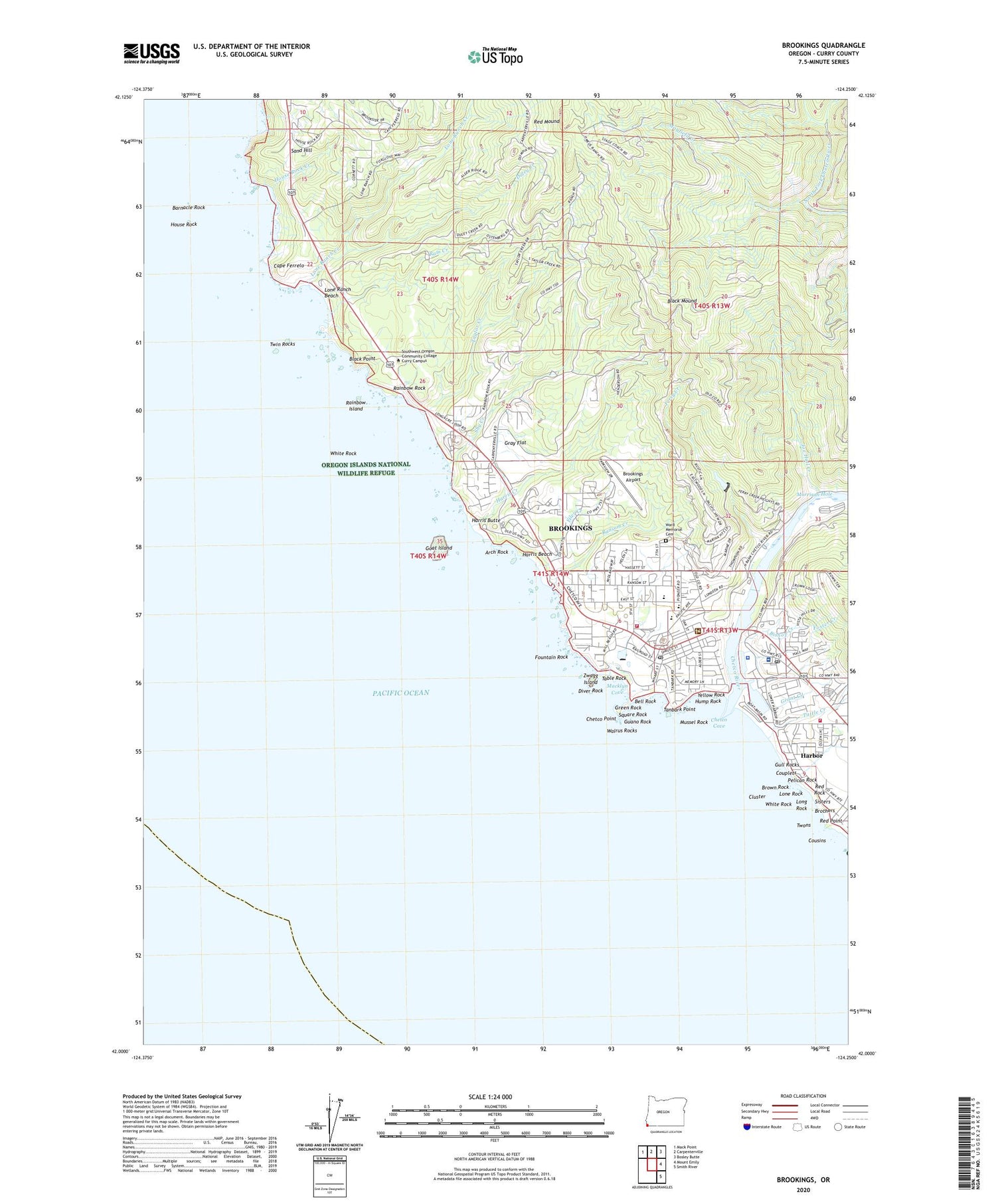 Brookings Oregon US Topo Map Image