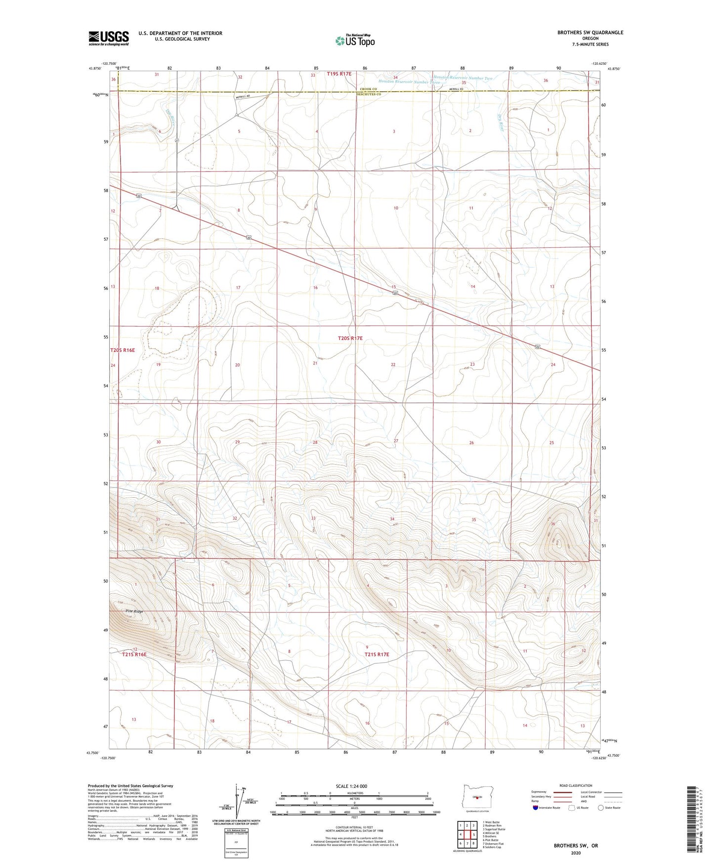 Brothers SW Oregon US Topo Map Image