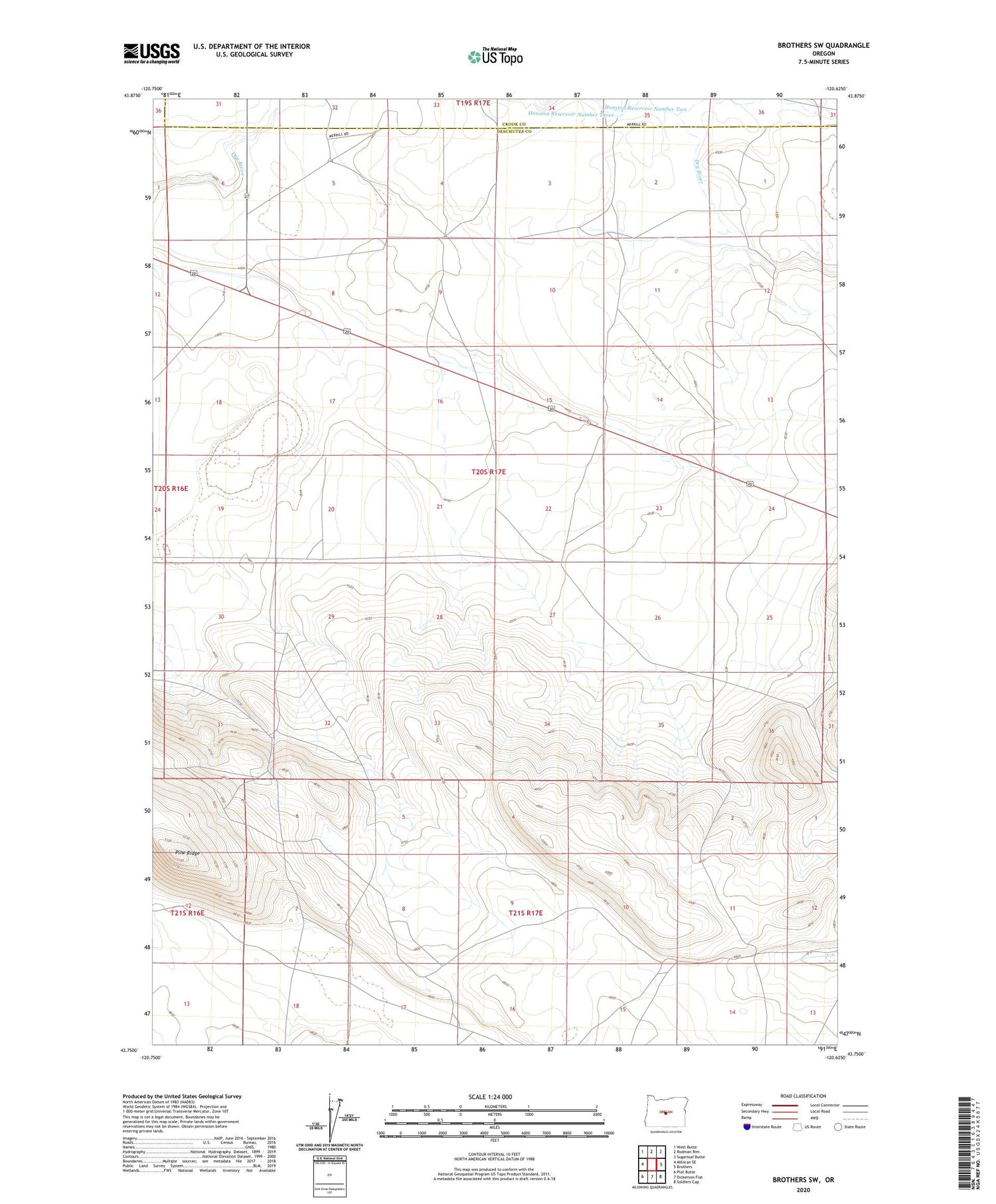 Brothers SW Oregon US Topo Map Image