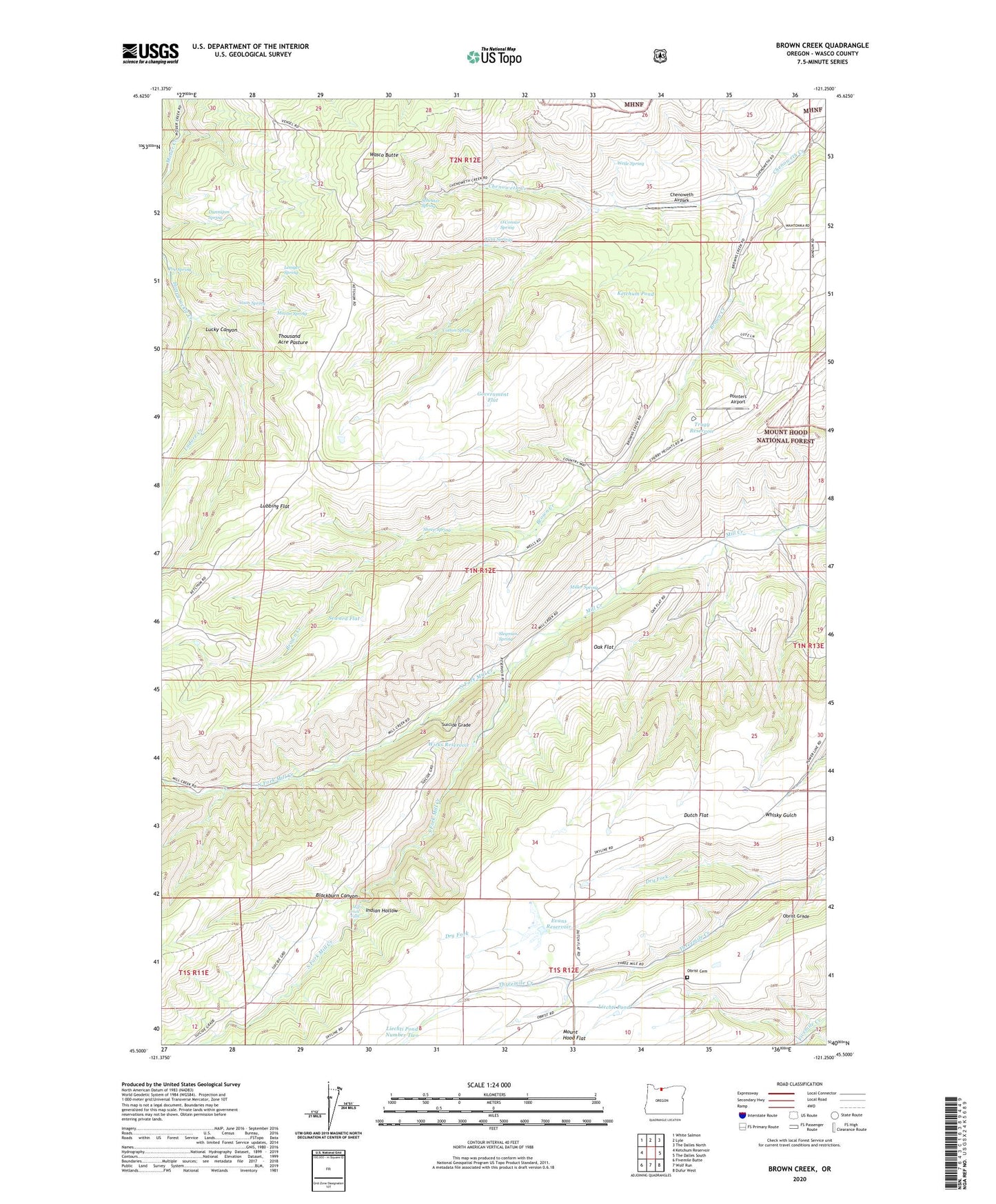 Brown Creek Oregon US Topo Map Image