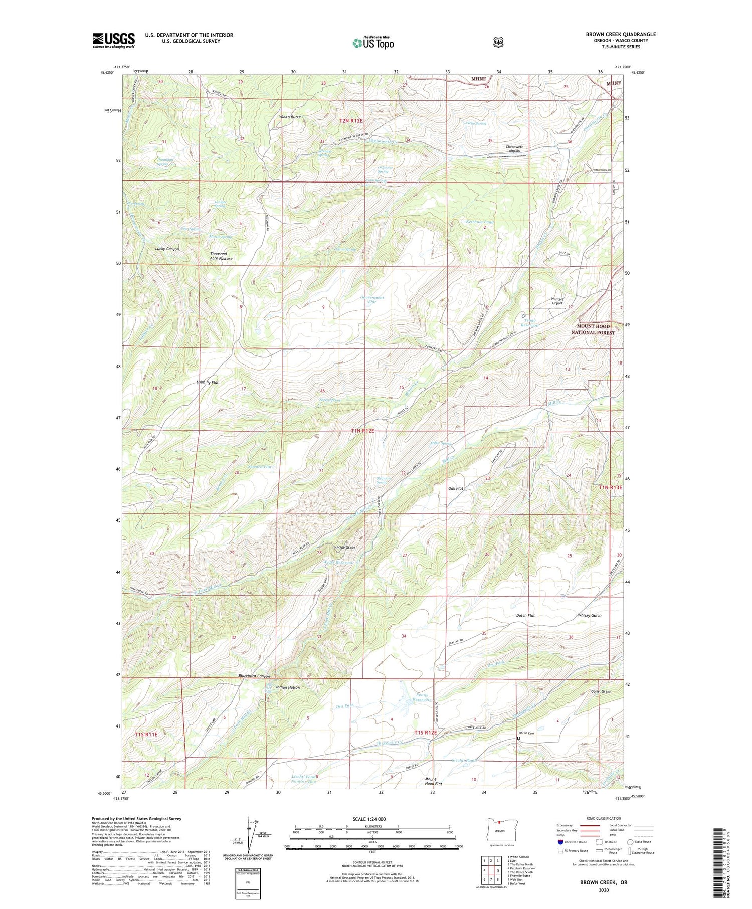 Brown Creek Oregon US Topo Map Image