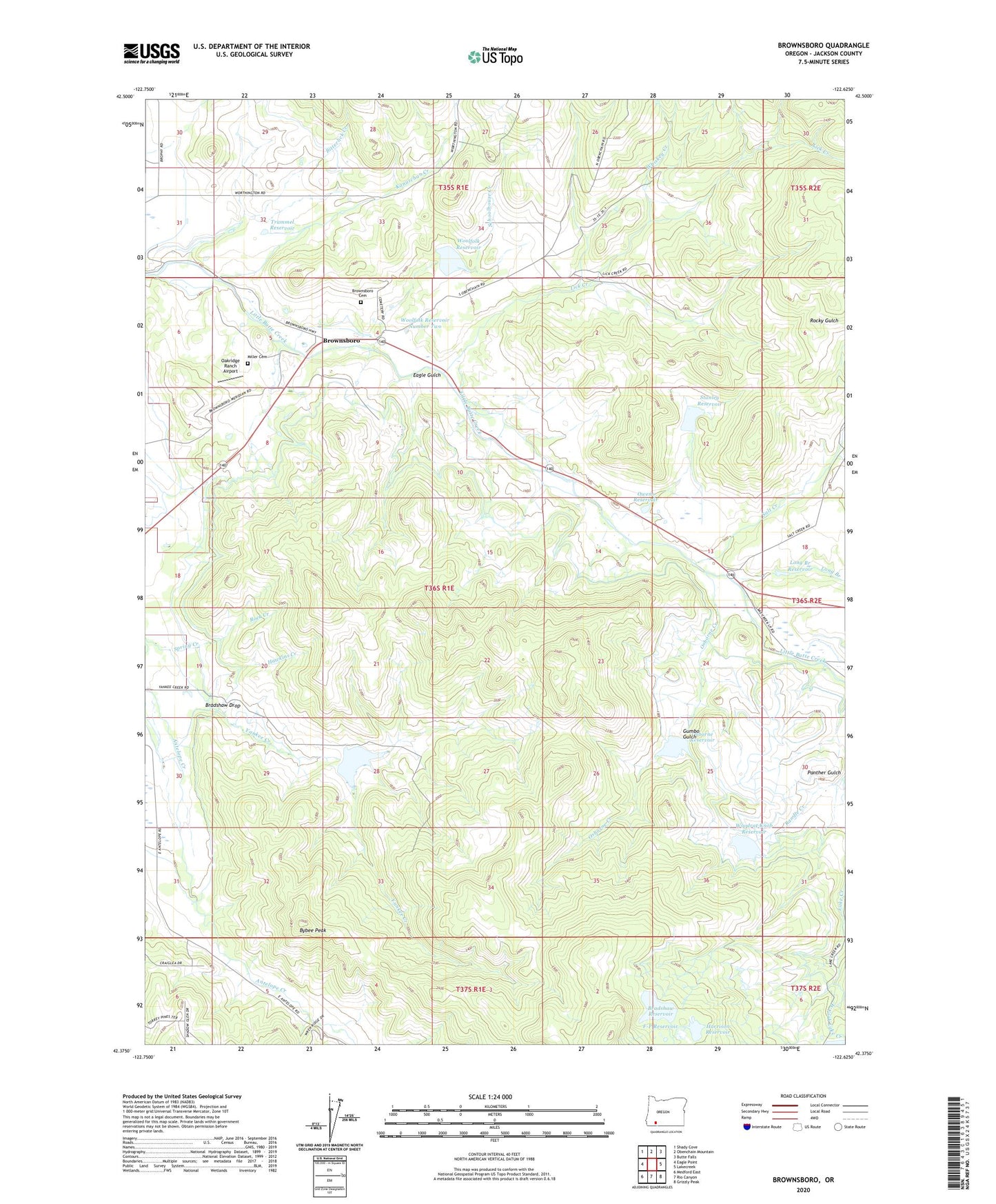 Brownsboro Oregon US Topo Map Image