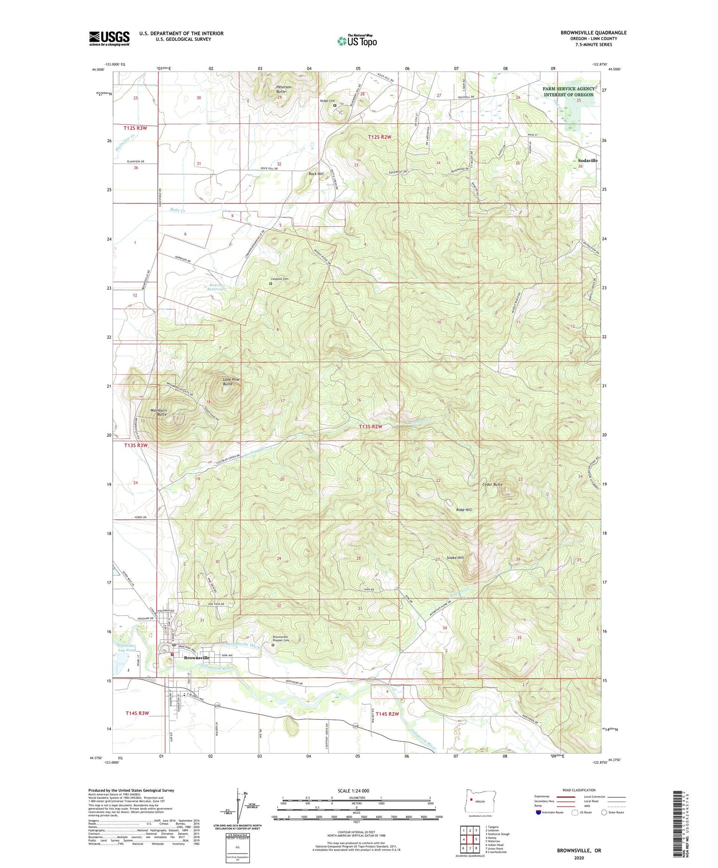 Brownsville Oregon US Topo Map Image