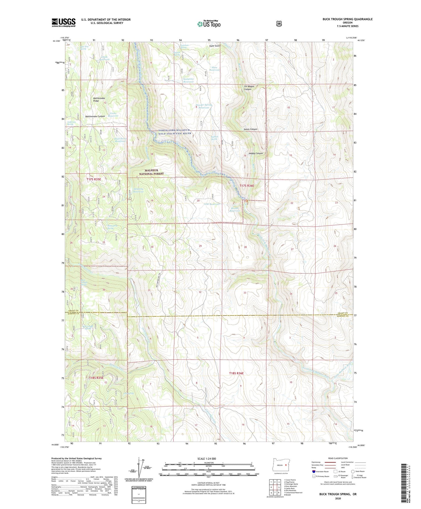Buck Trough Spring Oregon US Topo Map Image