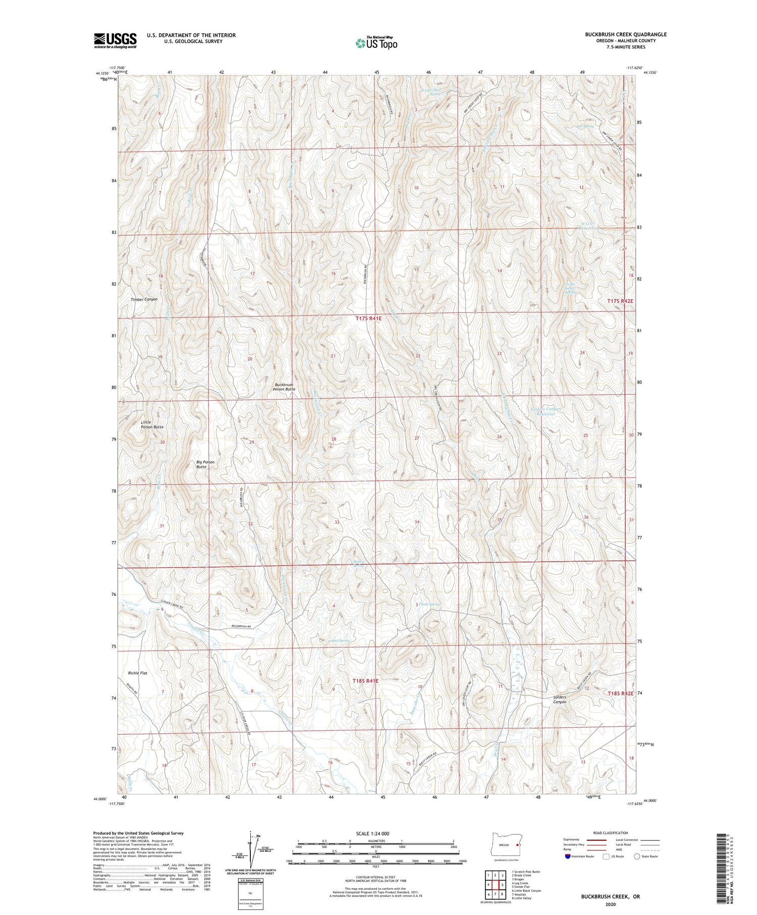 Buckbrush Creek Oregon US Topo Map Image