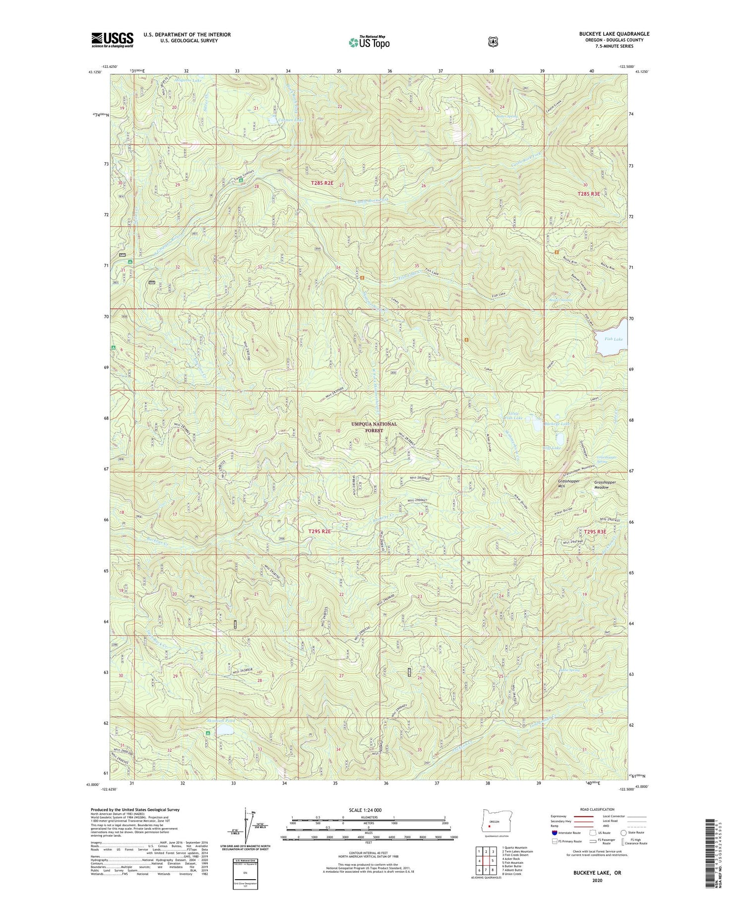 Buckeye Lake Oregon US Topo Map Image