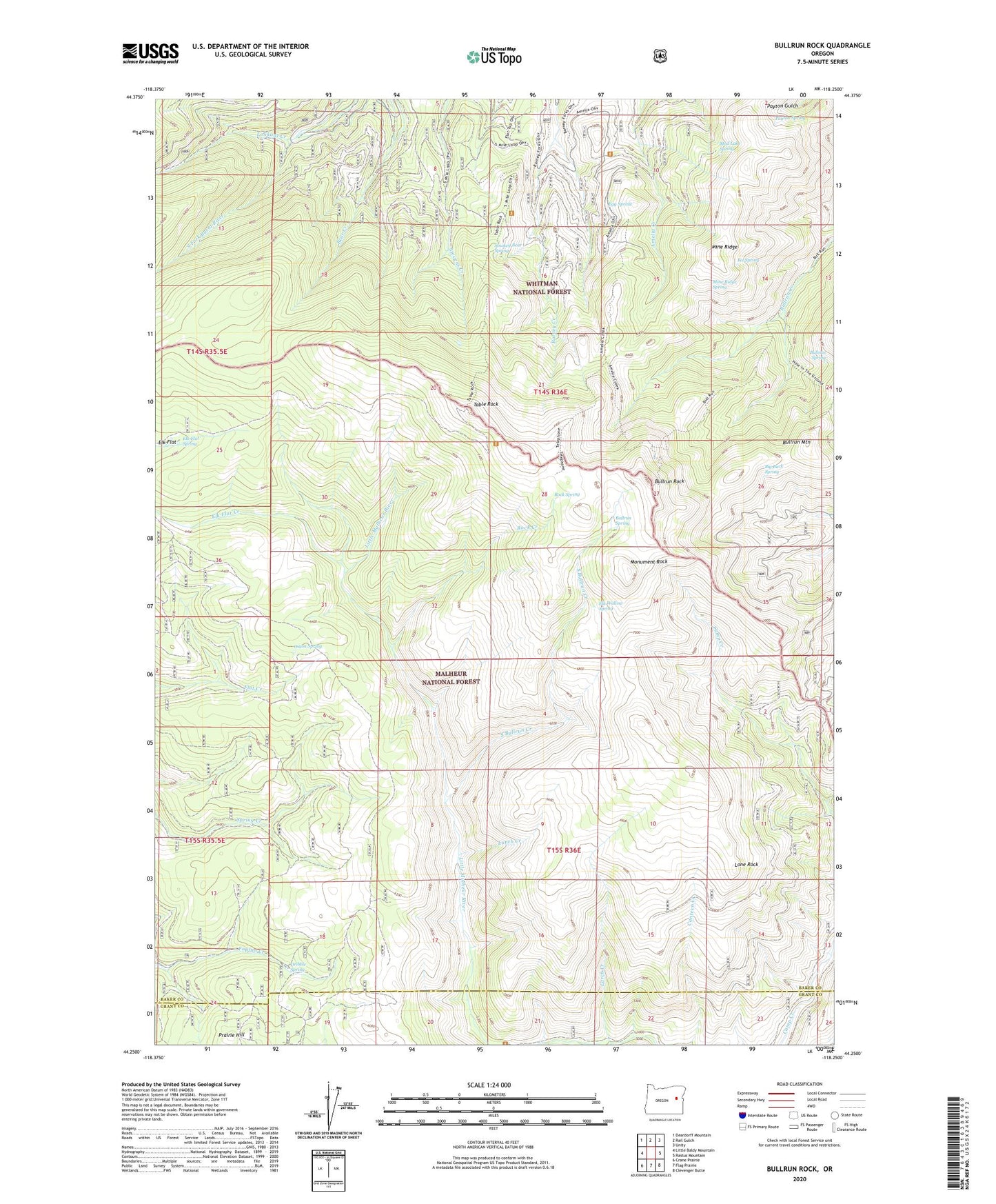 Bullrun Rock Oregon US Topo Map Image