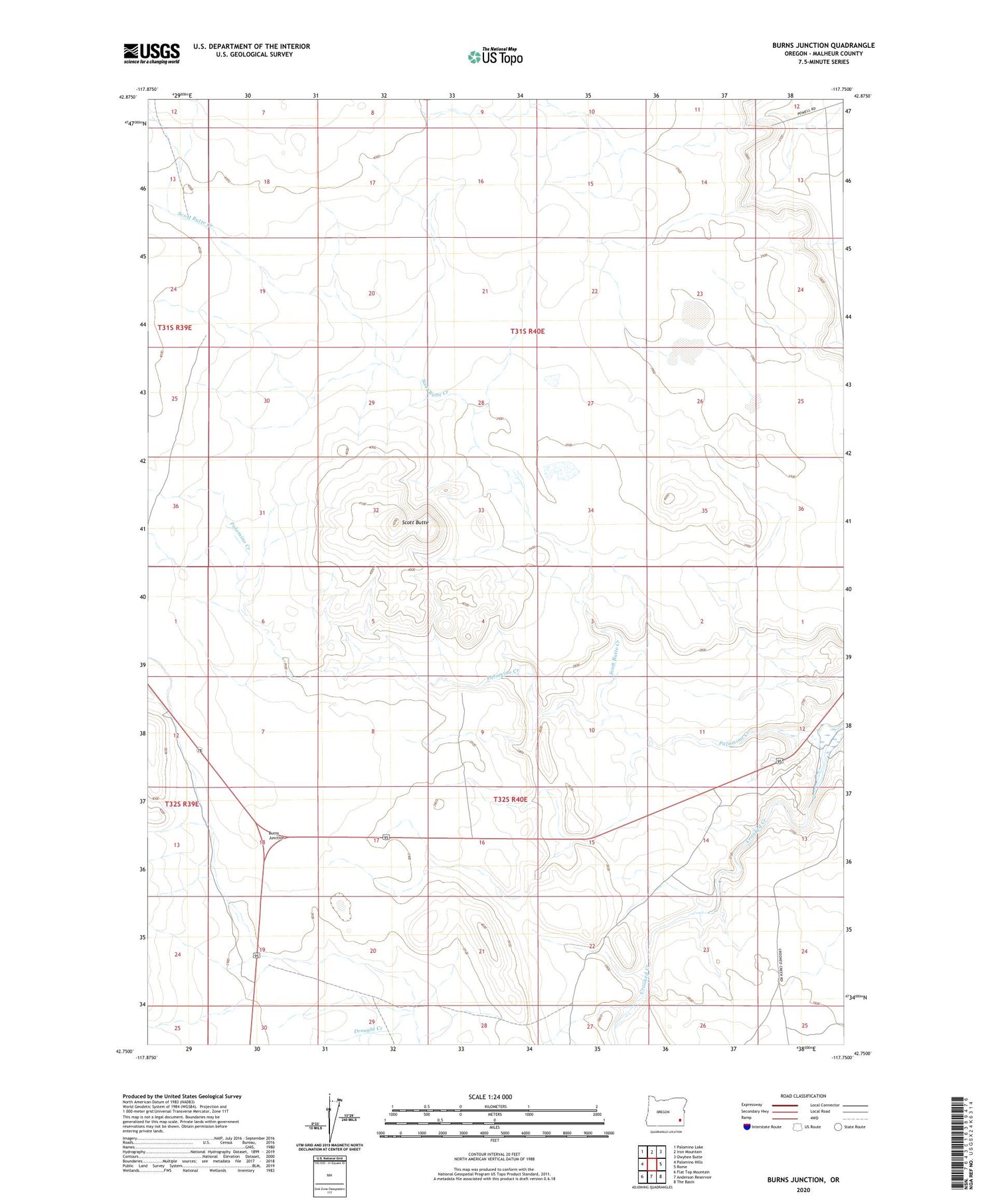 Burns Junction Oregon US Topo Map Image