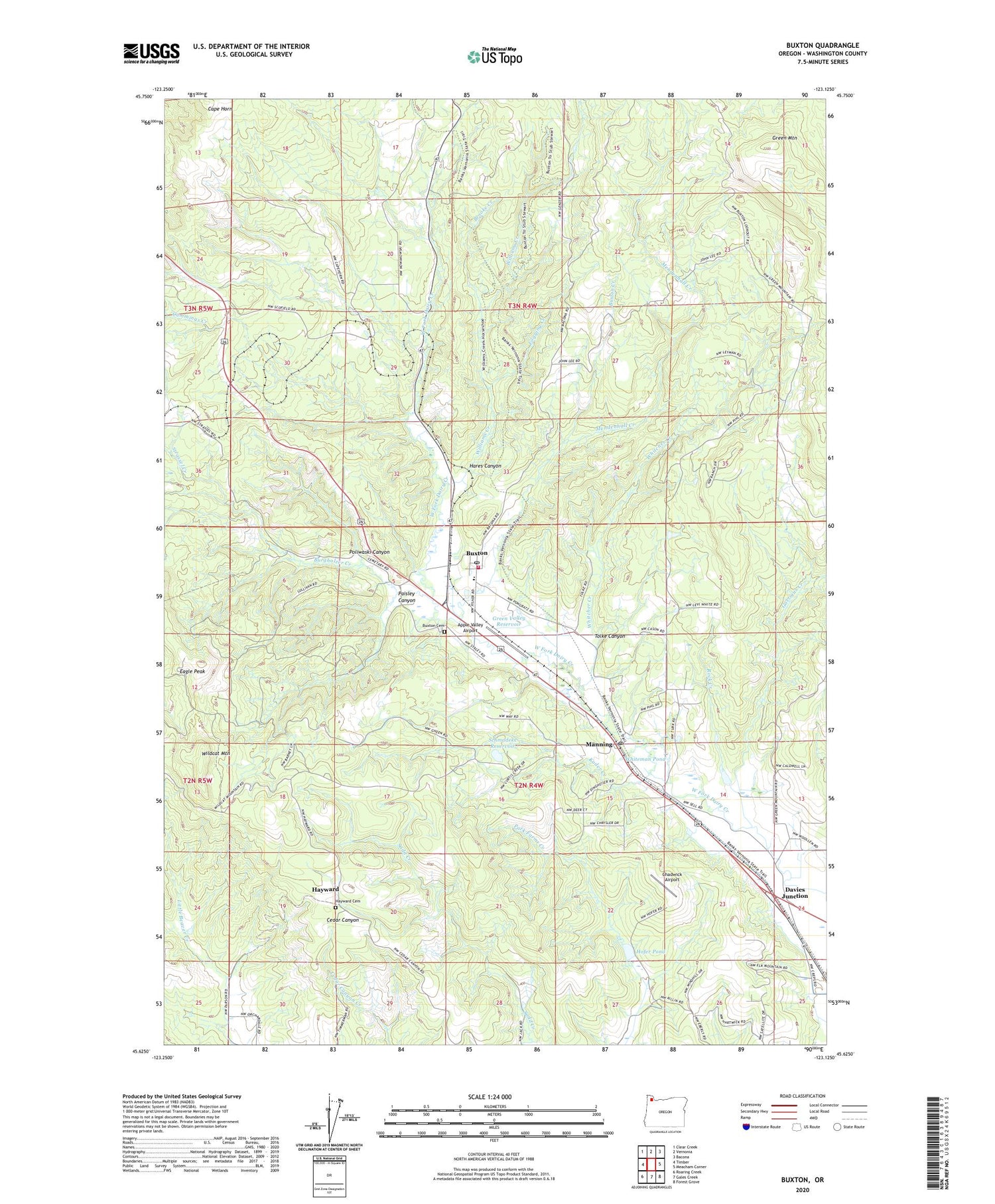 Buxton Oregon US Topo Map Image