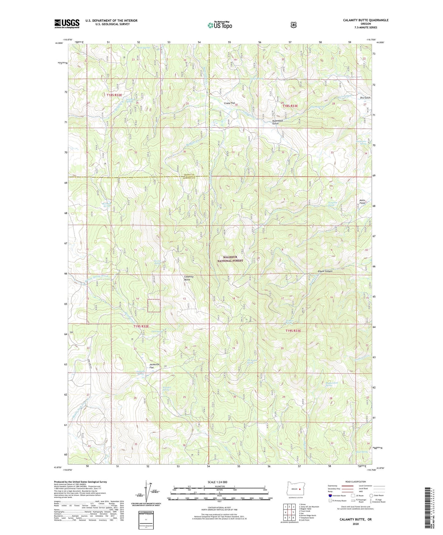 Calamity Butte Oregon US Topo Map Image
