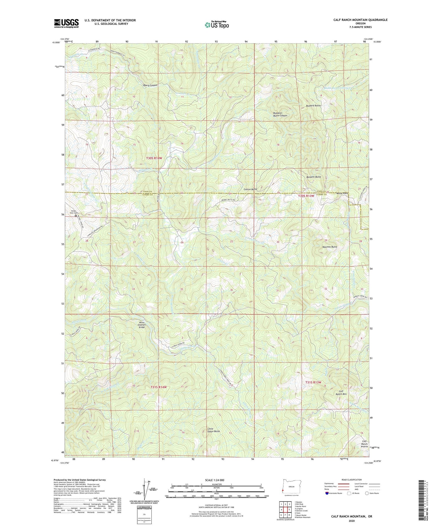 Calf Ranch Mountain Oregon US Topo Map Image