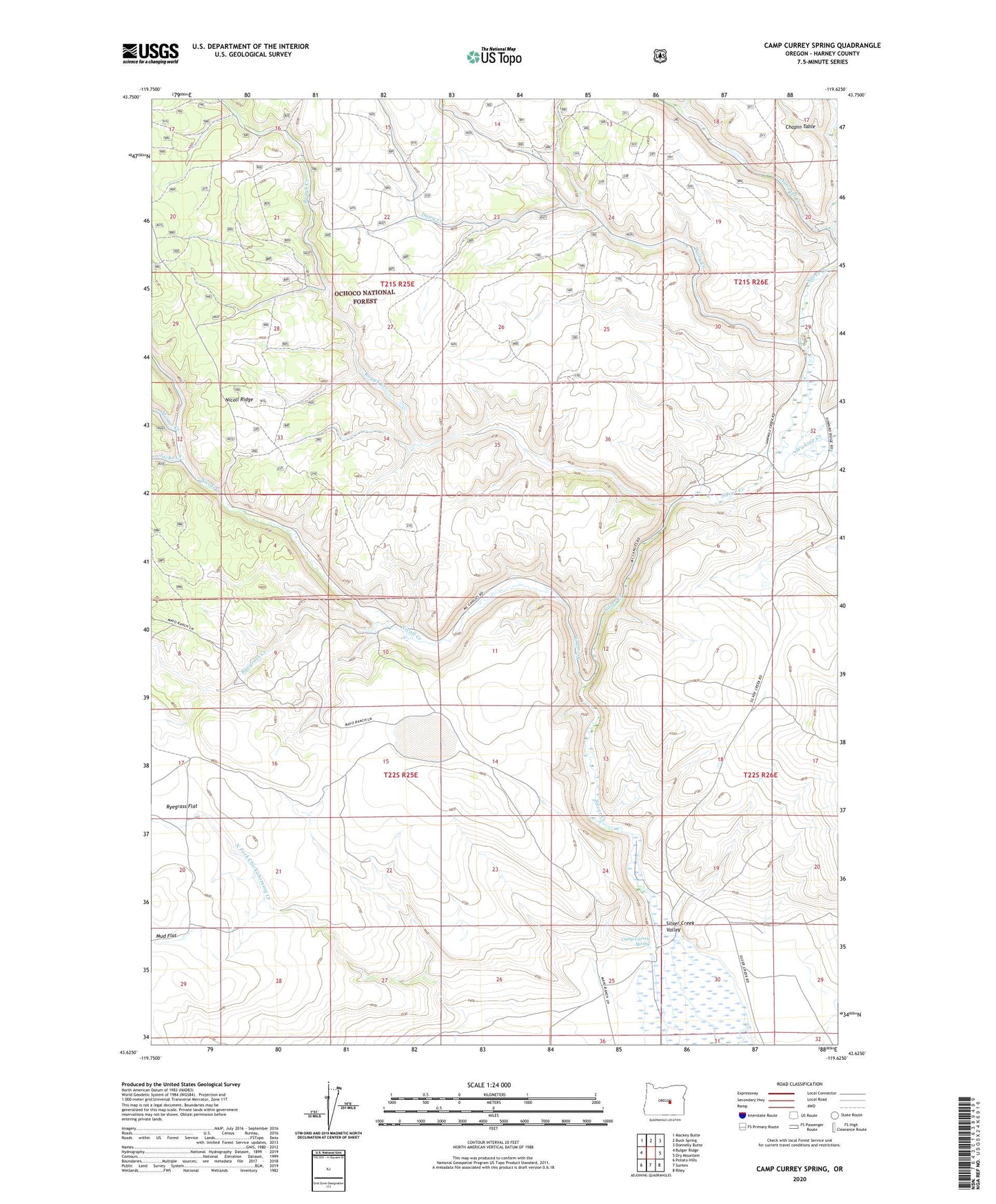 Camp Currey Spring Oregon US Topo Map Image