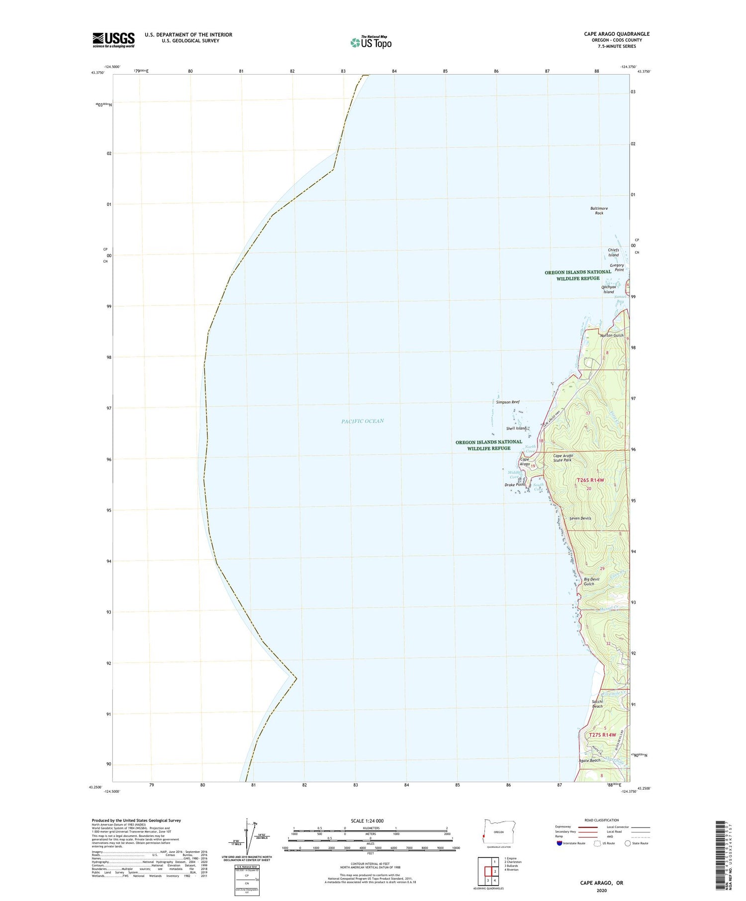 Cape Arago Oregon US Topo Map Image