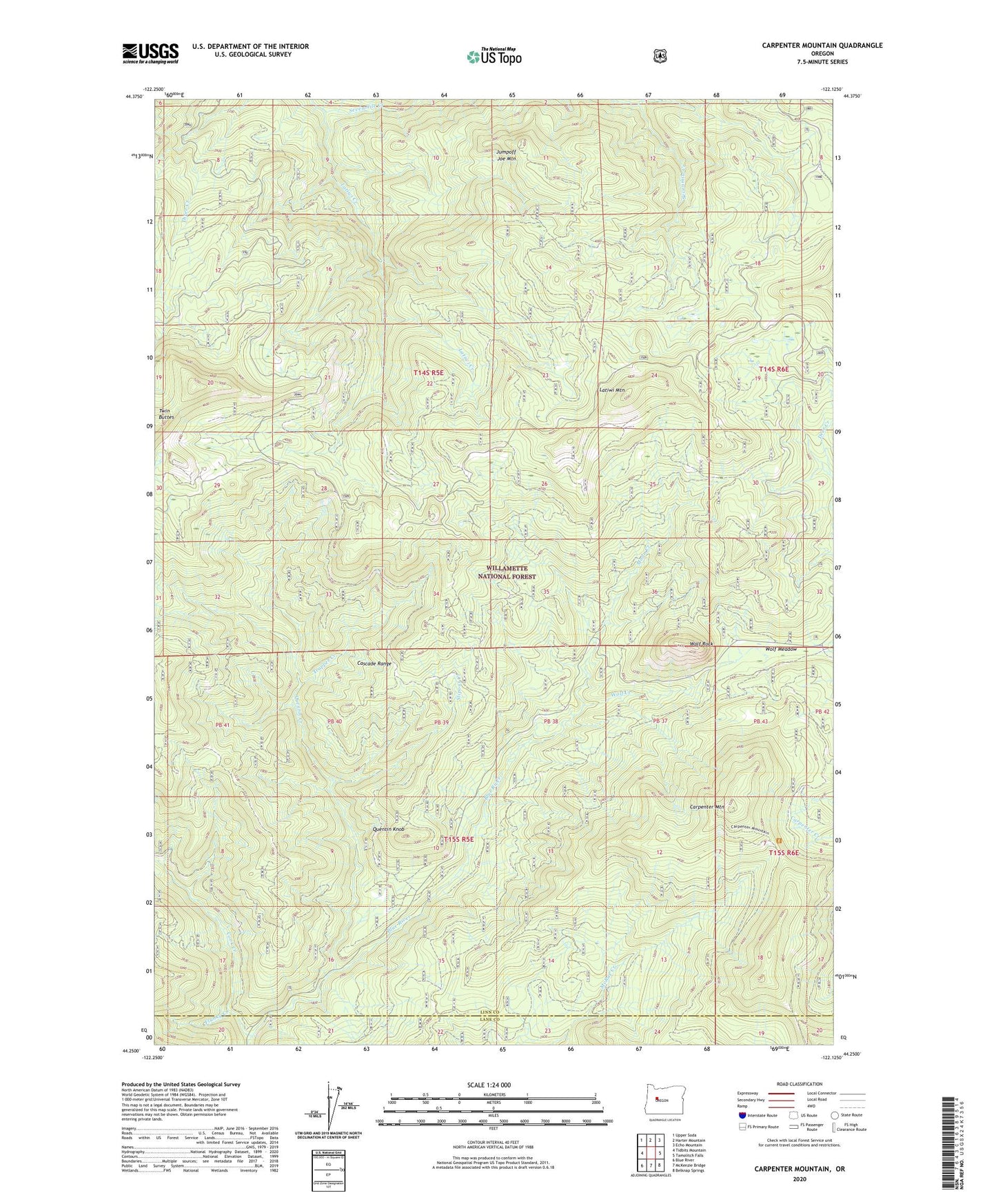 Carpenter Mountain Oregon US Topo Map Image