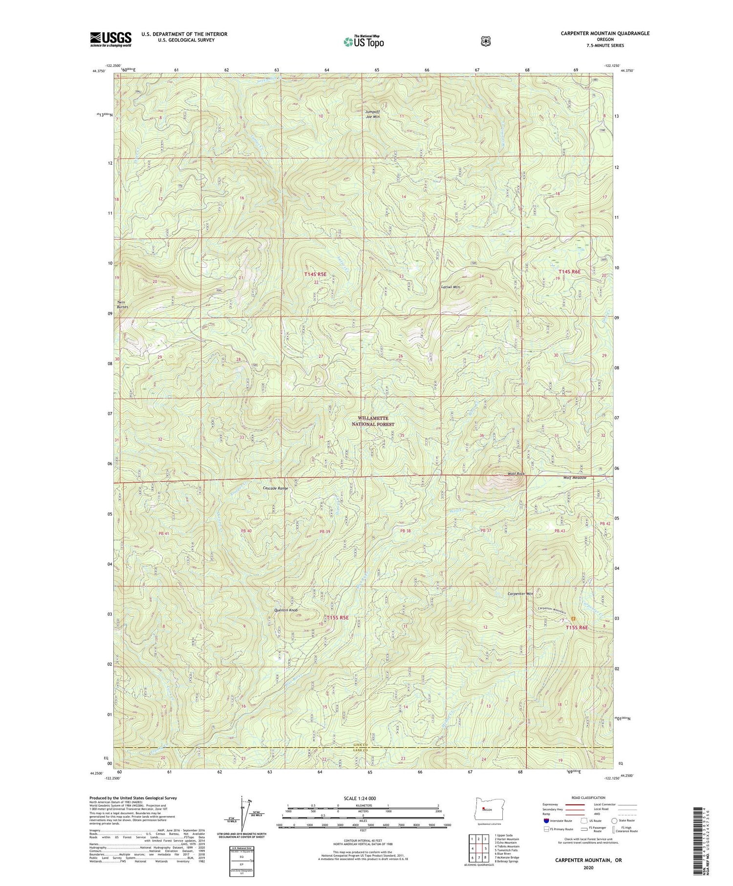 Carpenter Mountain Oregon US Topo Map Image