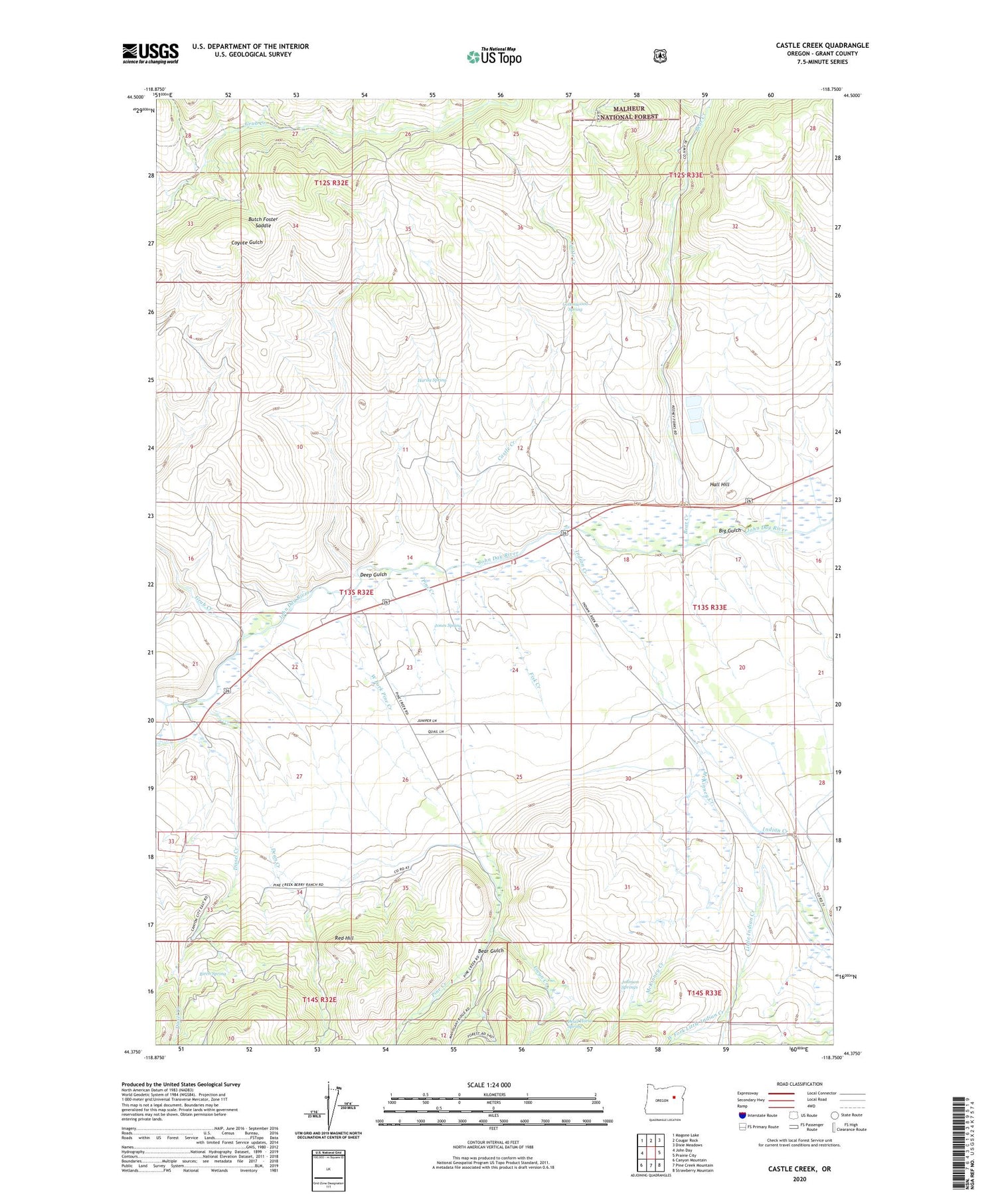 Castle Creek Oregon US Topo Map Image