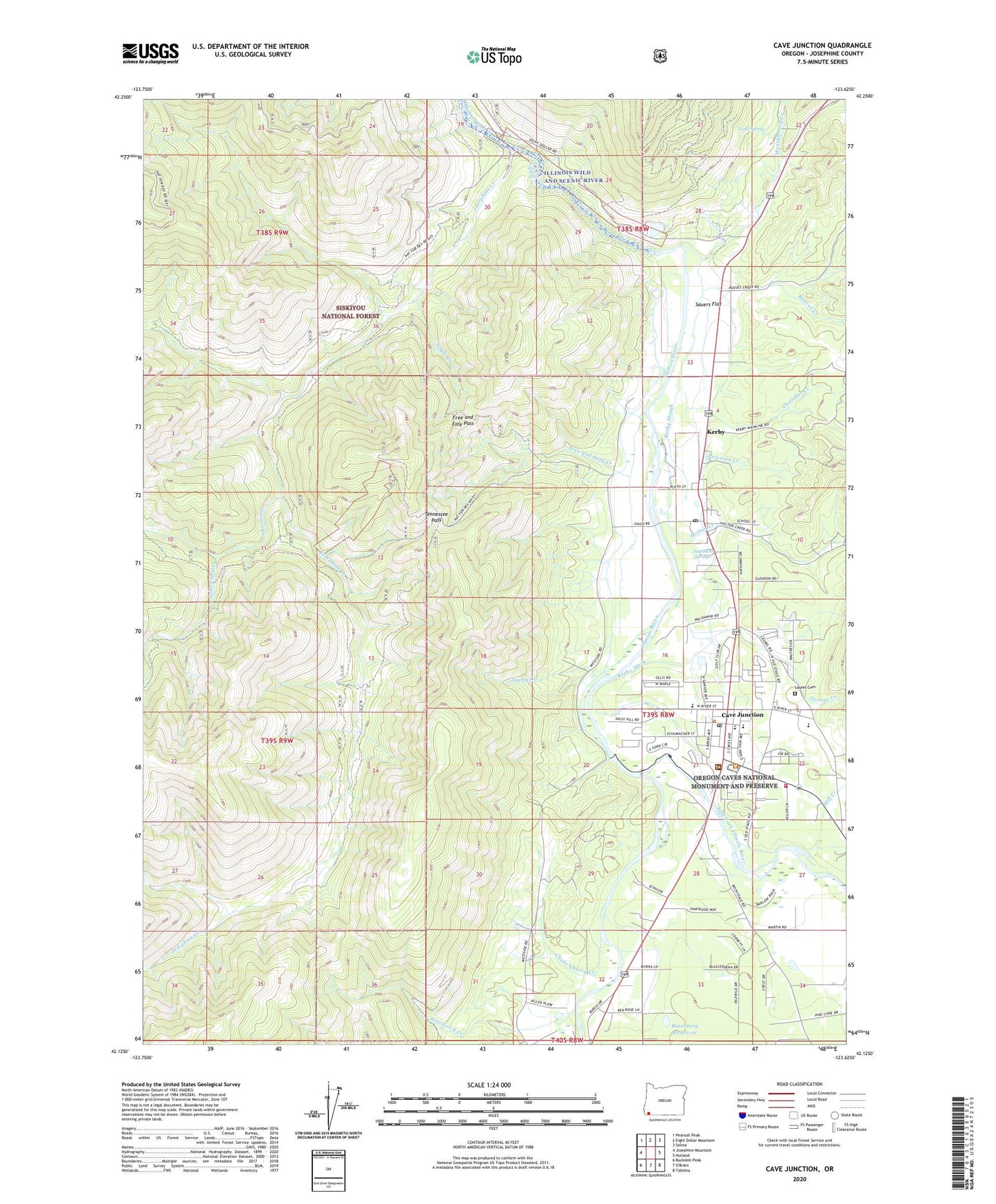 Cave Junction Oregon US Topo Map Image
