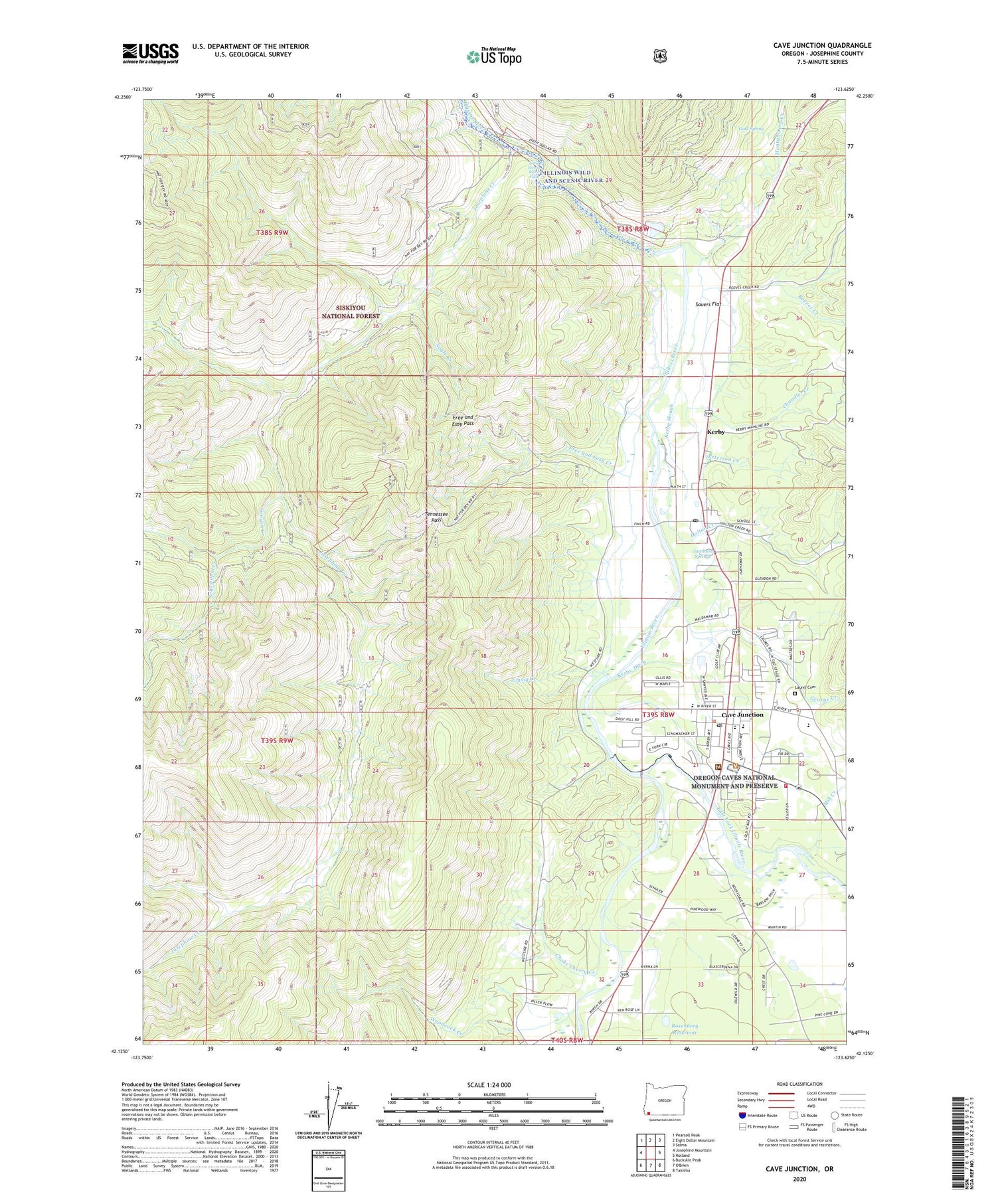 Cave Junction Oregon US Topo Map Image
