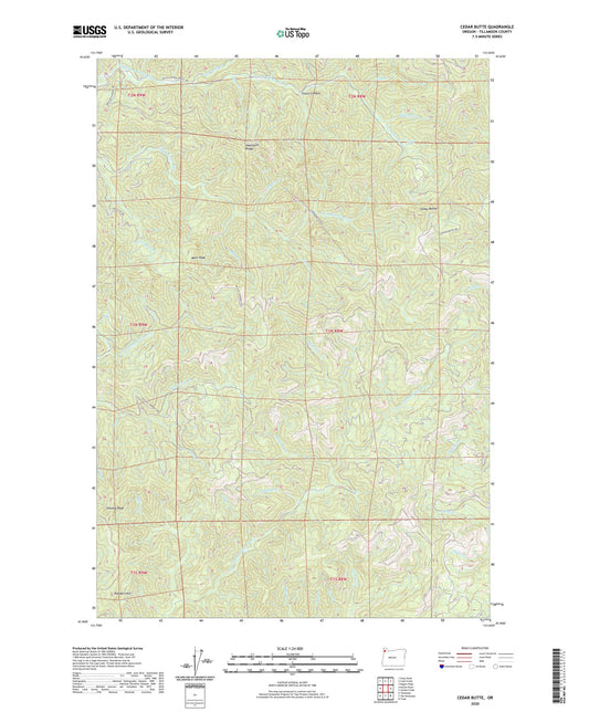 Cedar Butte Oregon US Topo Map Image