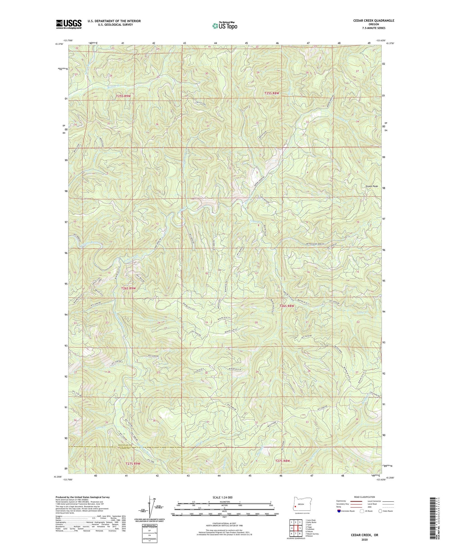 Cedar Creek Oregon US Topo Map Image