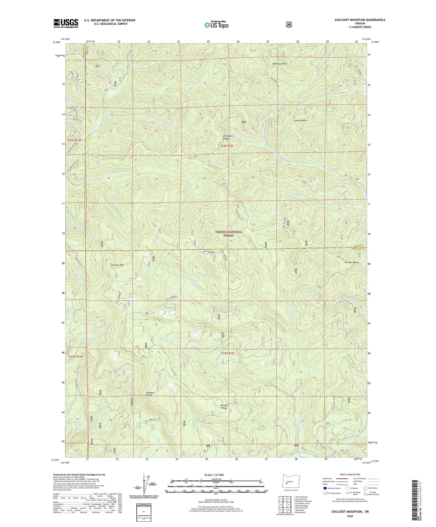 Chilcoot Mountain Oregon US Topo Map Image