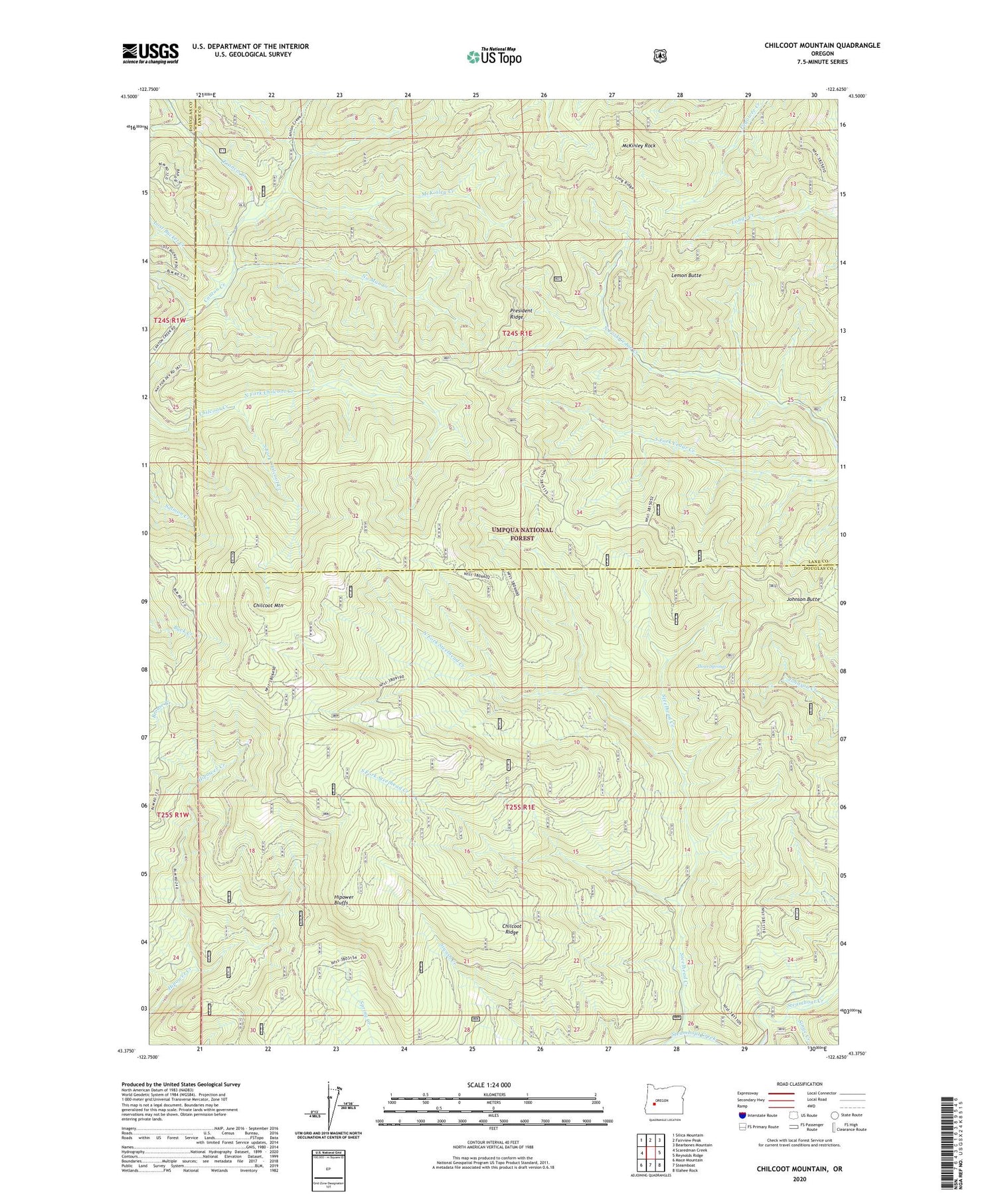 Chilcoot Mountain Oregon US Topo Map Image