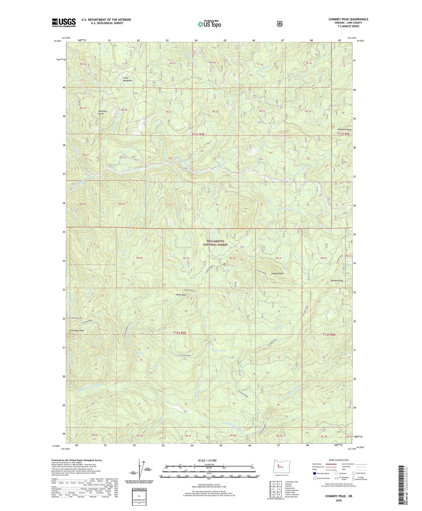 Chimney Peak Oregon US Topo Map Image