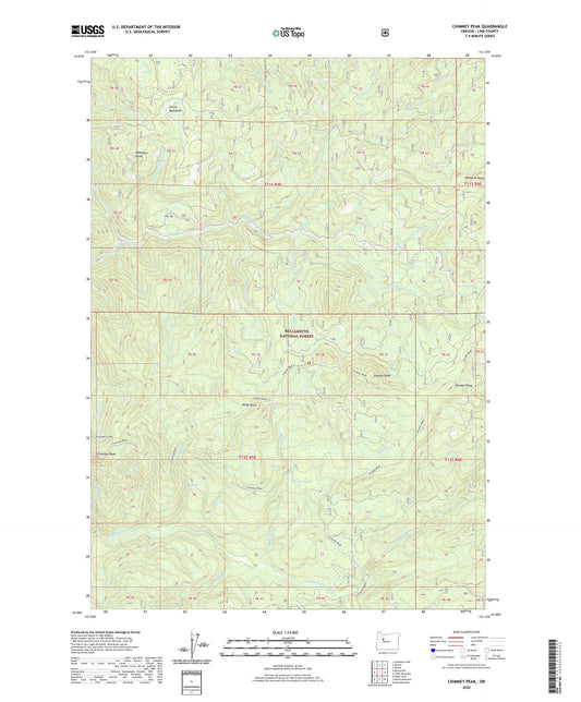 Chimney Peak Oregon US Topo Map Image