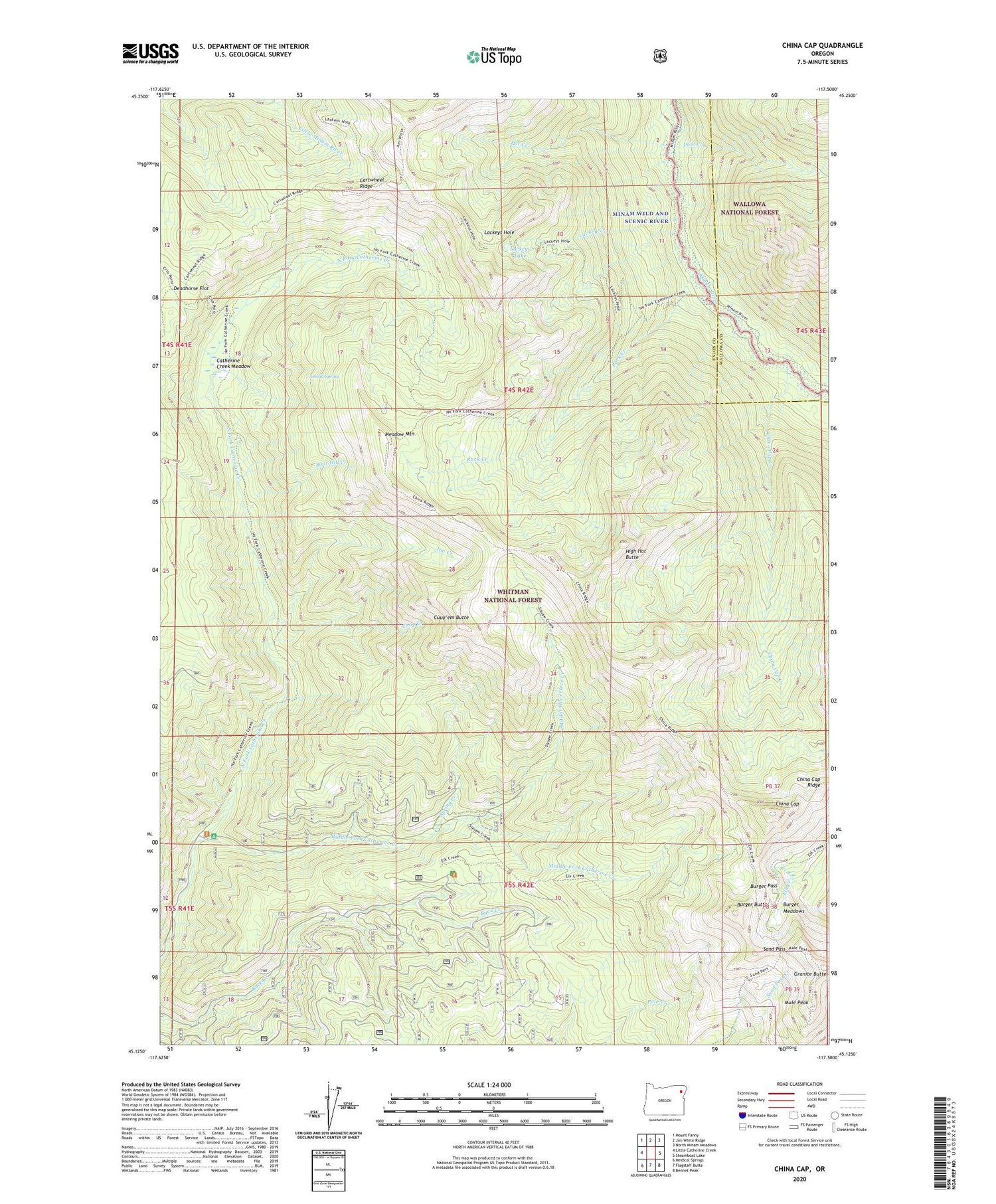 China Cap Oregon US Topo Map Image