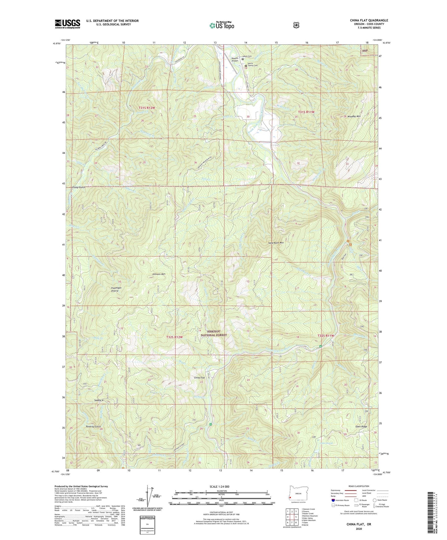 China Flat Oregon US Topo Map Image