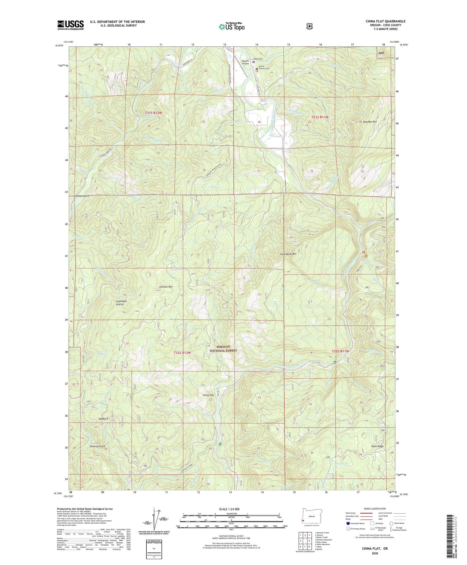 China Flat Oregon US Topo Map Image