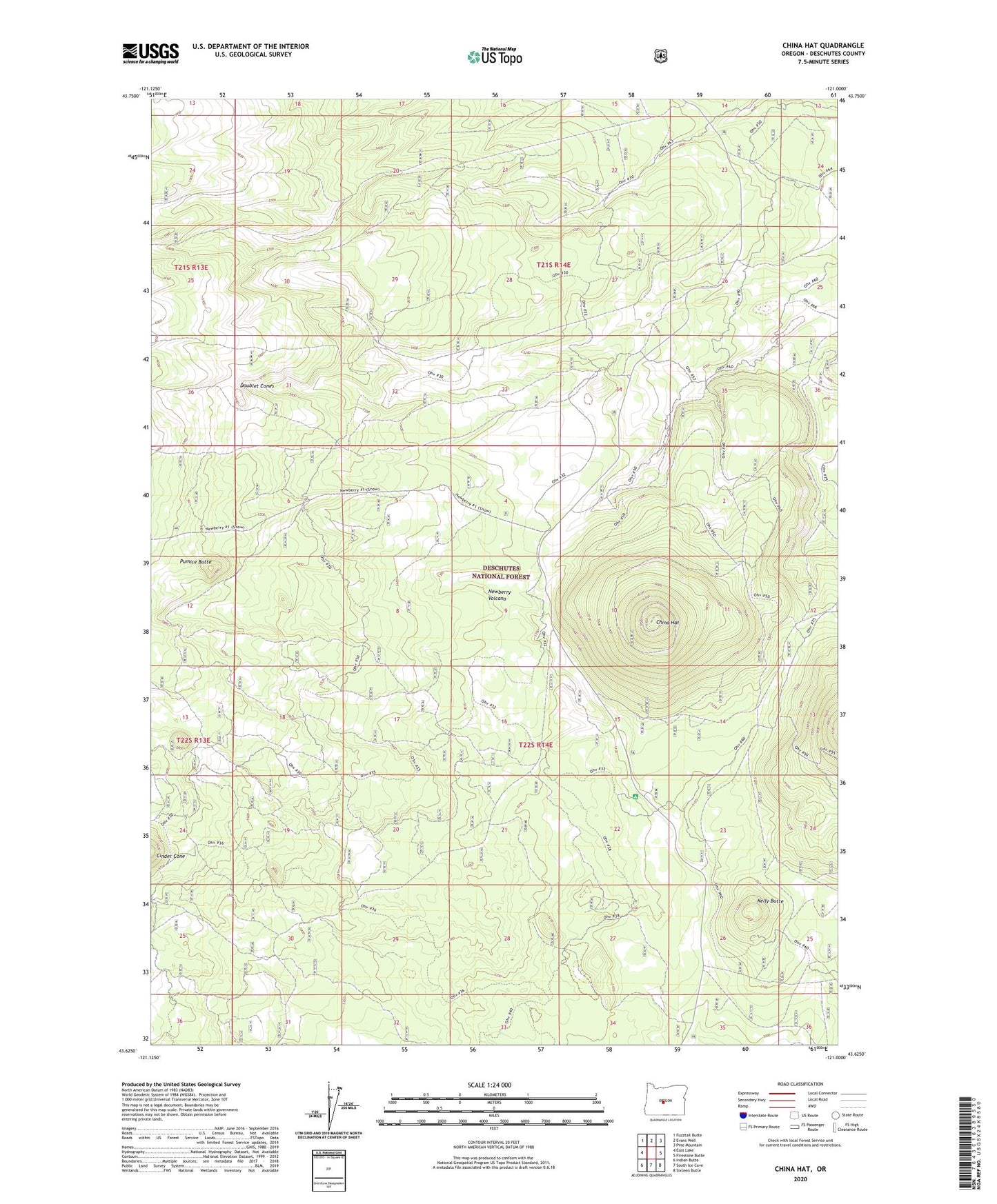 China Hat Oregon US Topo Map Image