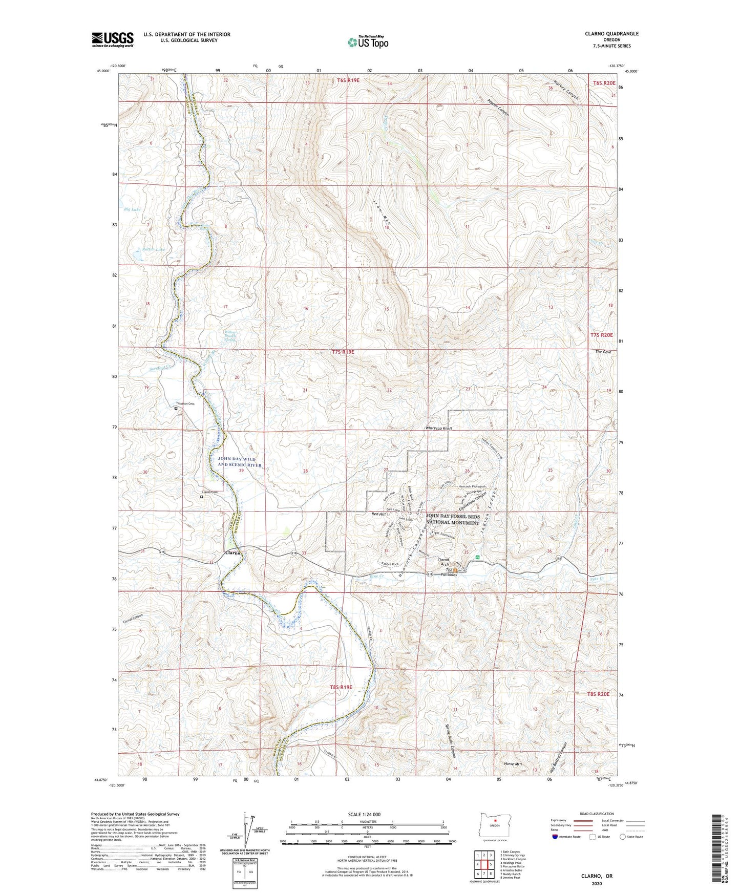 Clarno Oregon US Topo Map Image