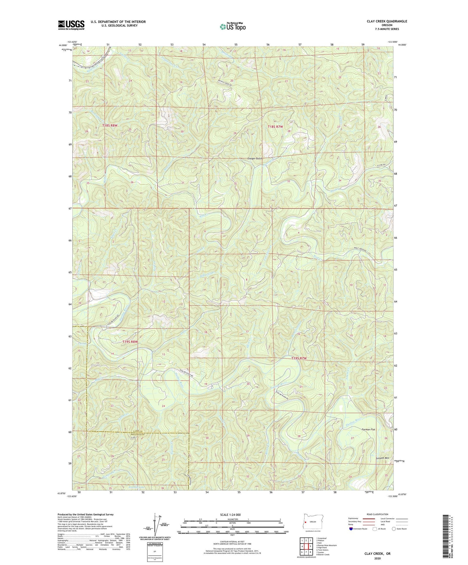 Clay Creek Oregon US Topo Map Image