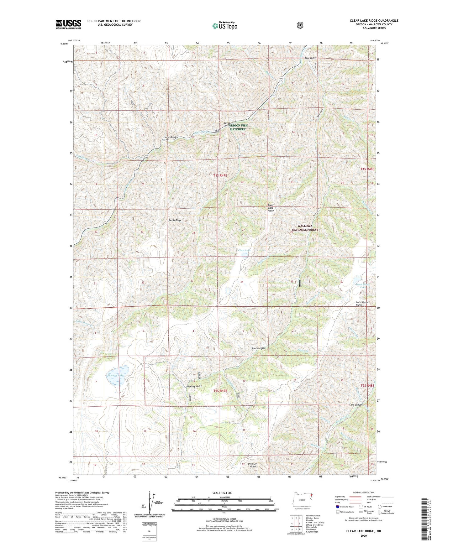 Clear Lake Ridge Oregon US Topo Map Image