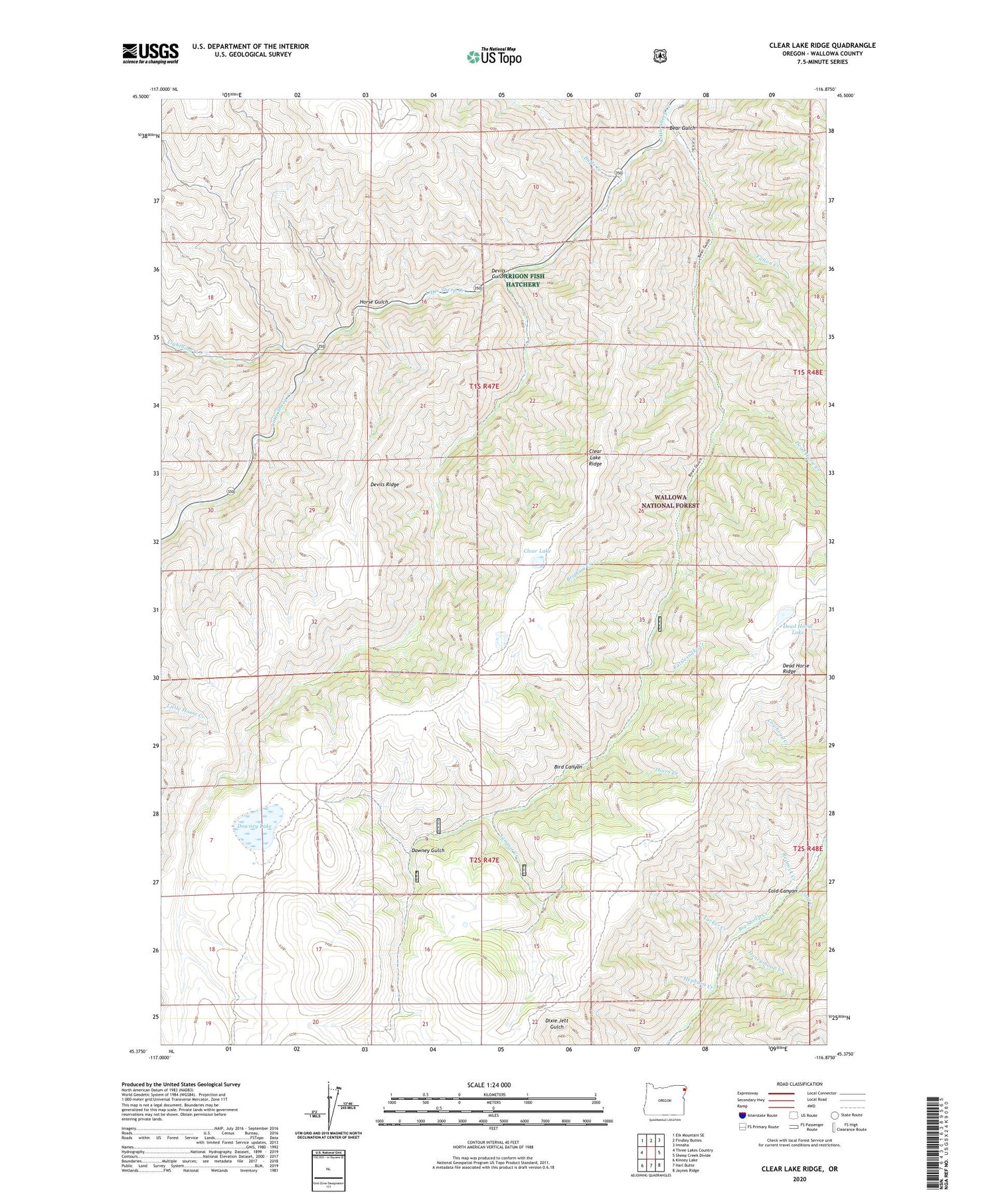 Clear Lake Ridge Oregon US Topo Map Image