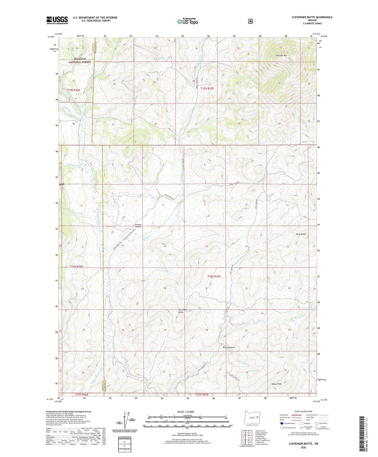 Clevenger Butte Oregon US Topo Map Image