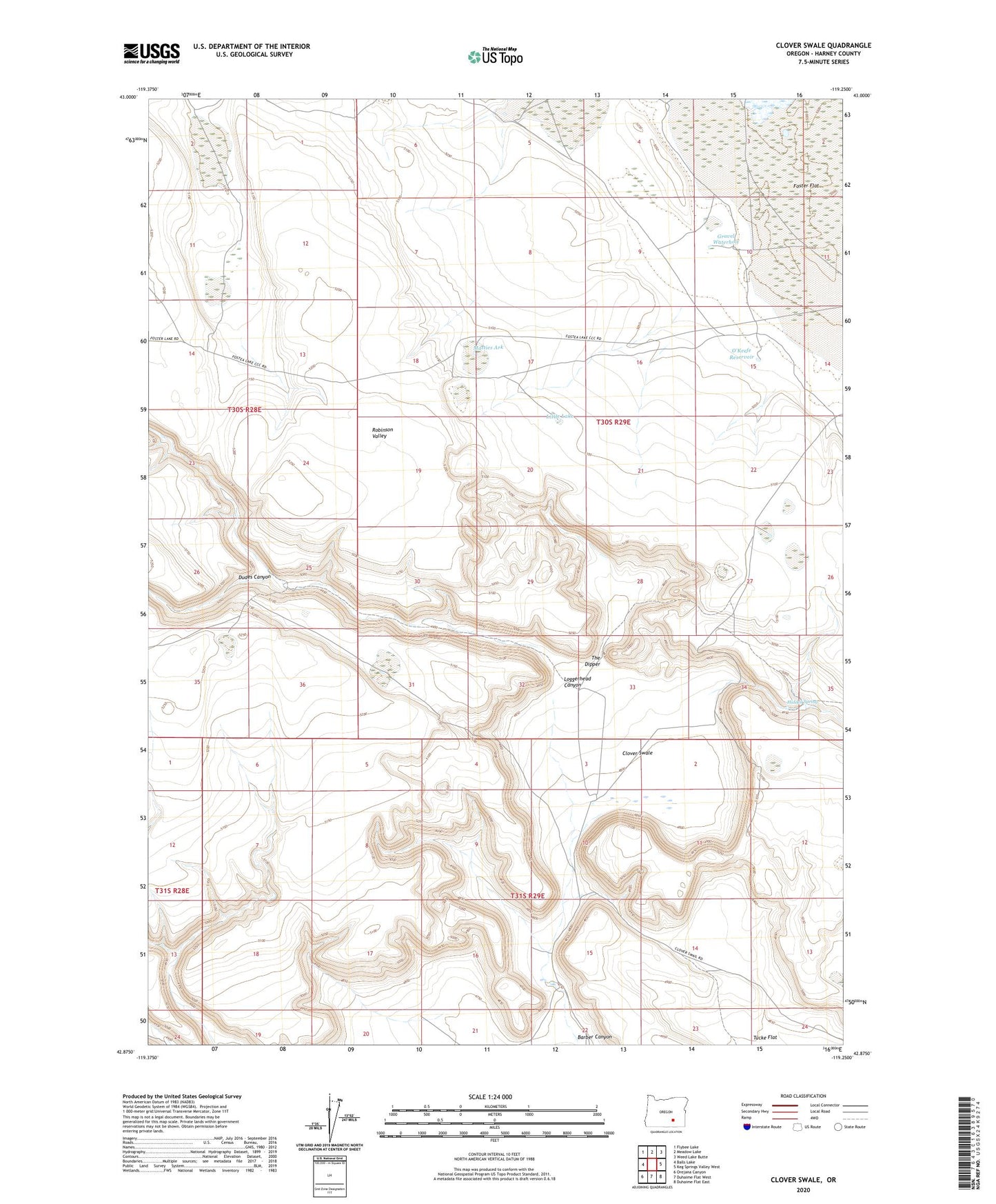 Clover Swale Oregon US Topo Map Image