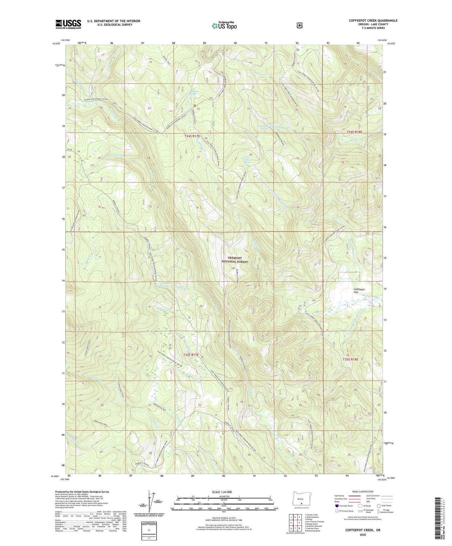 Coffeepot Creek Oregon US Topo Map Image