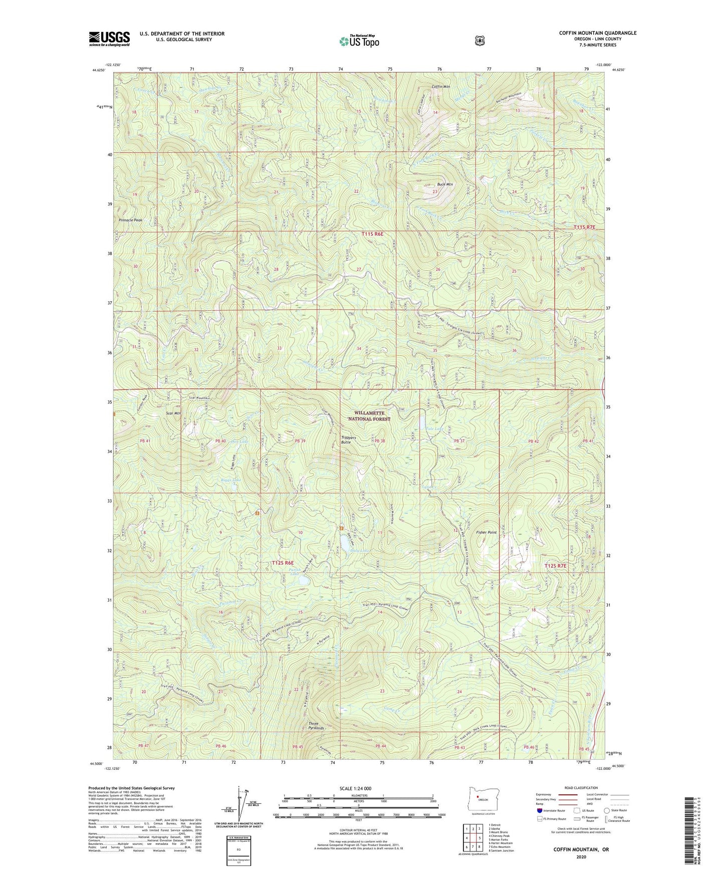 Coffin Mountain Oregon US Topo Map Image