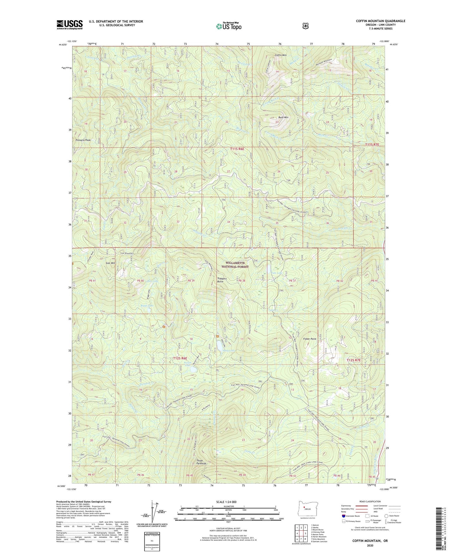 Coffin Mountain Oregon US Topo Map Image