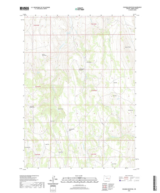 Coleman Mountain Oregon US Topo Map Image