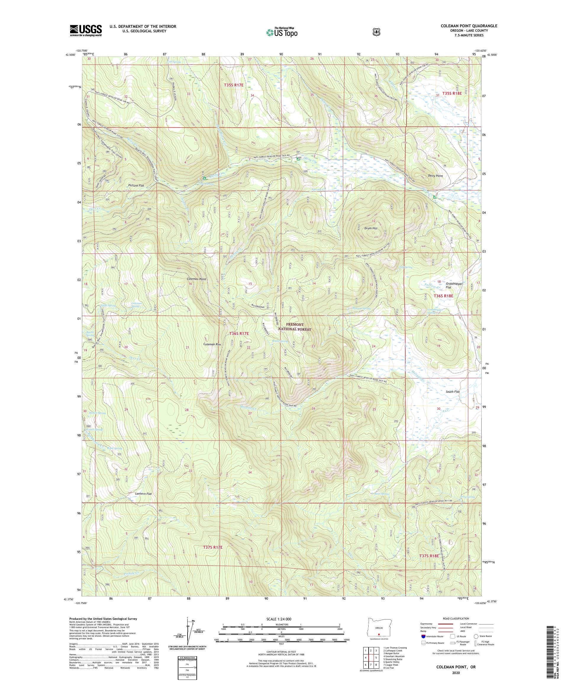 Coleman Point Oregon US Topo Map – MyTopo Map Store