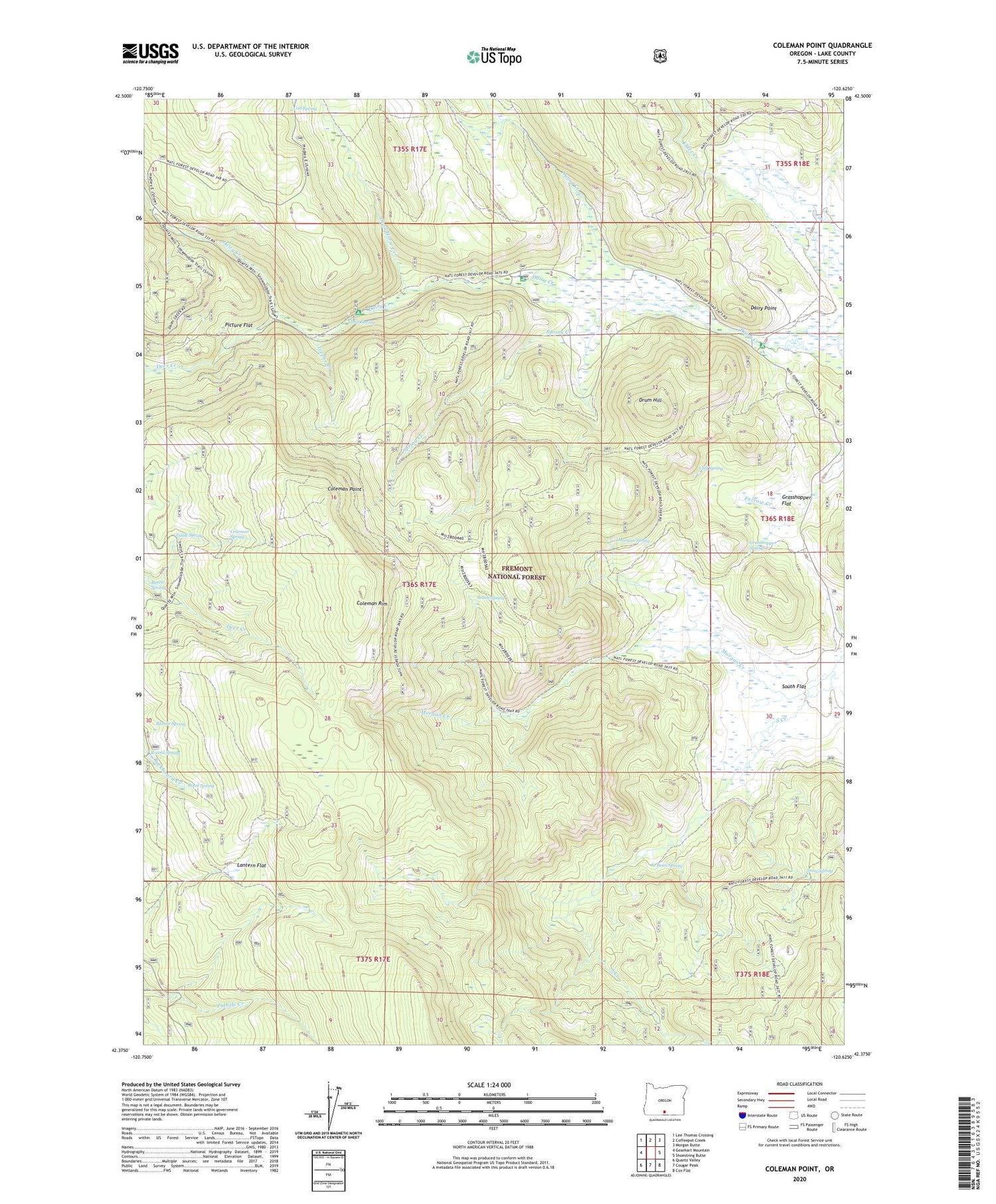Coleman Point Oregon US Topo Map Image