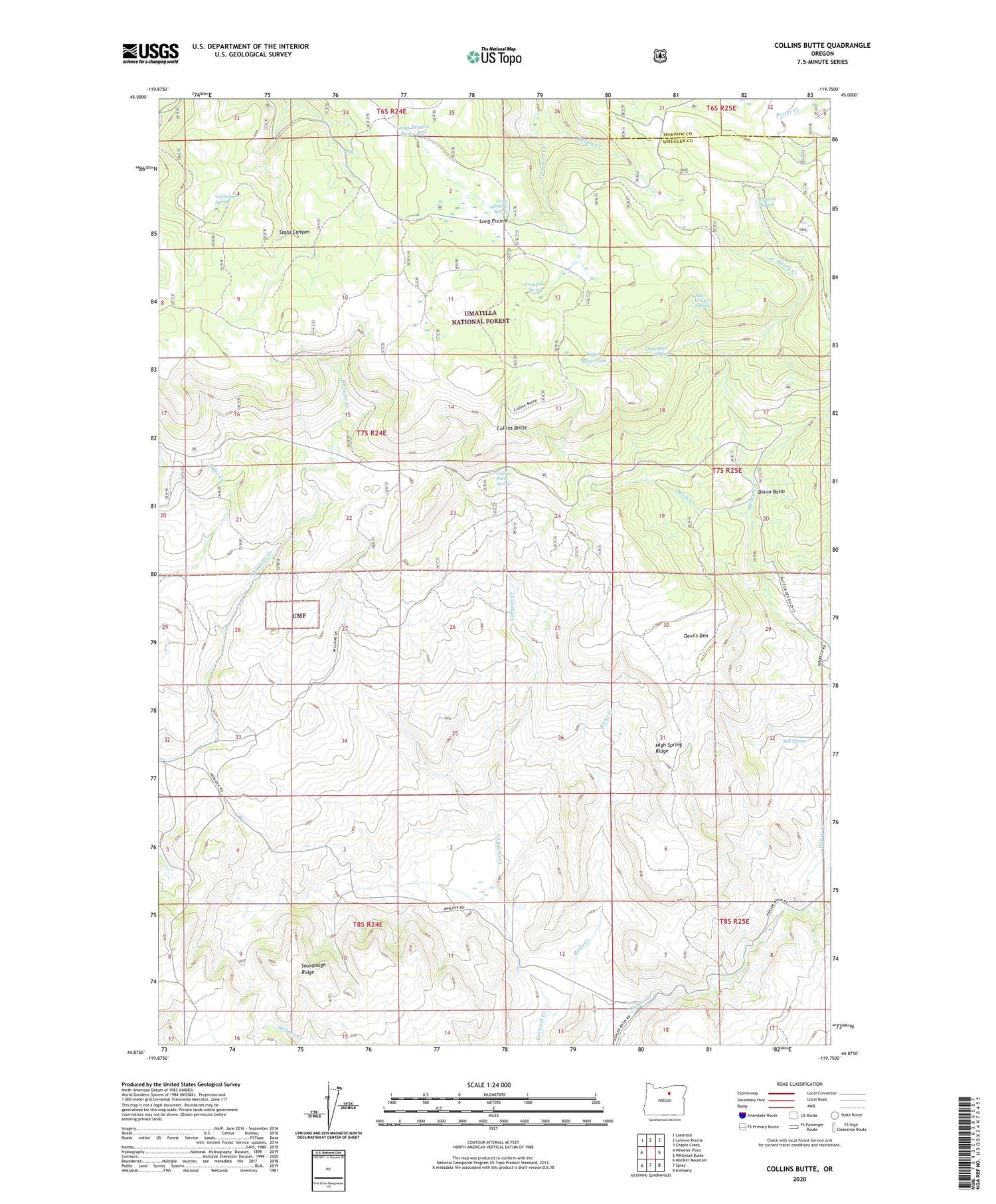 Collins Butte Oregon US Topo Map Image