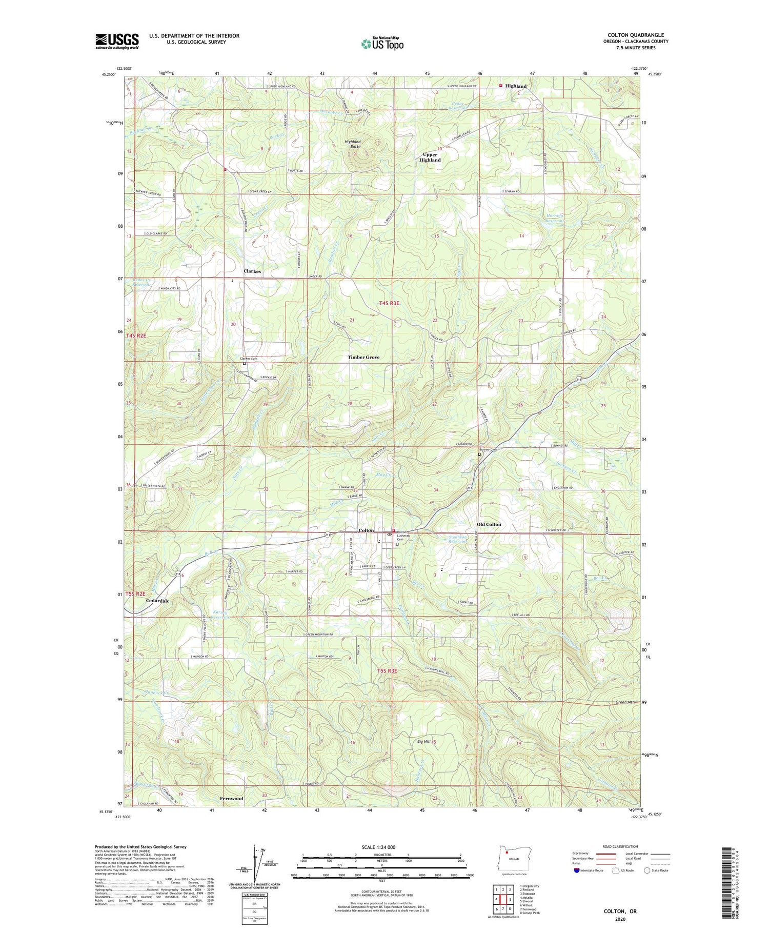 Colton Oregon US Topo Map Image