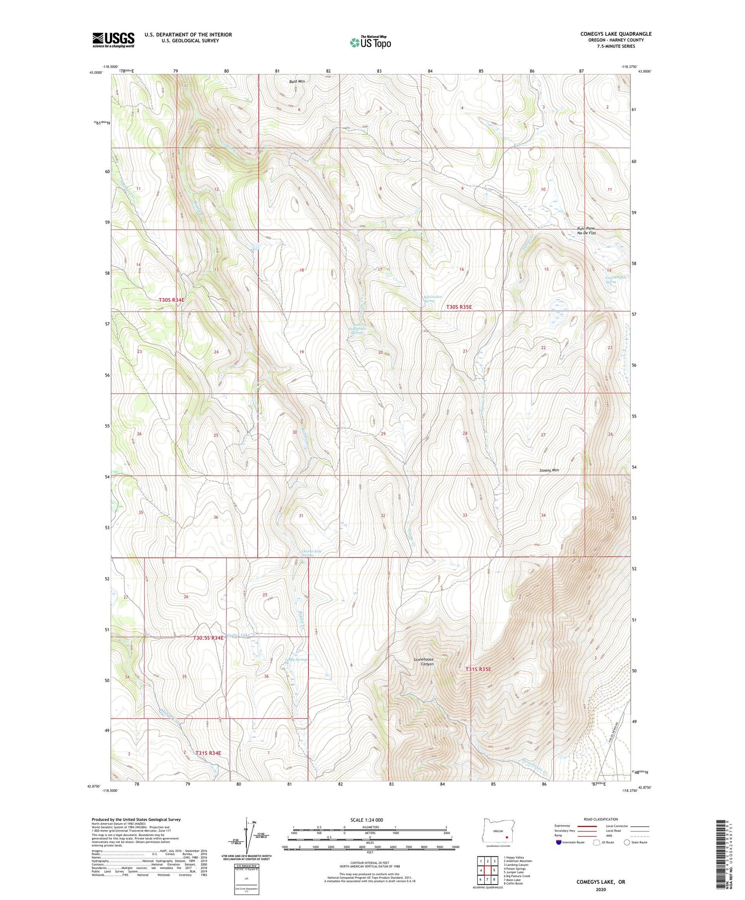 Comegys Lake Oregon US Topo Map Image