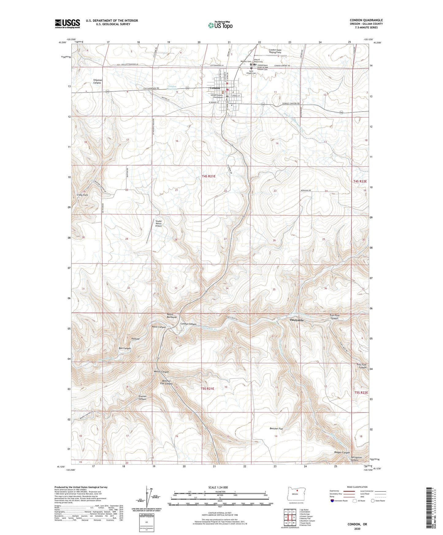 Condon Oregon US Topo Map Image