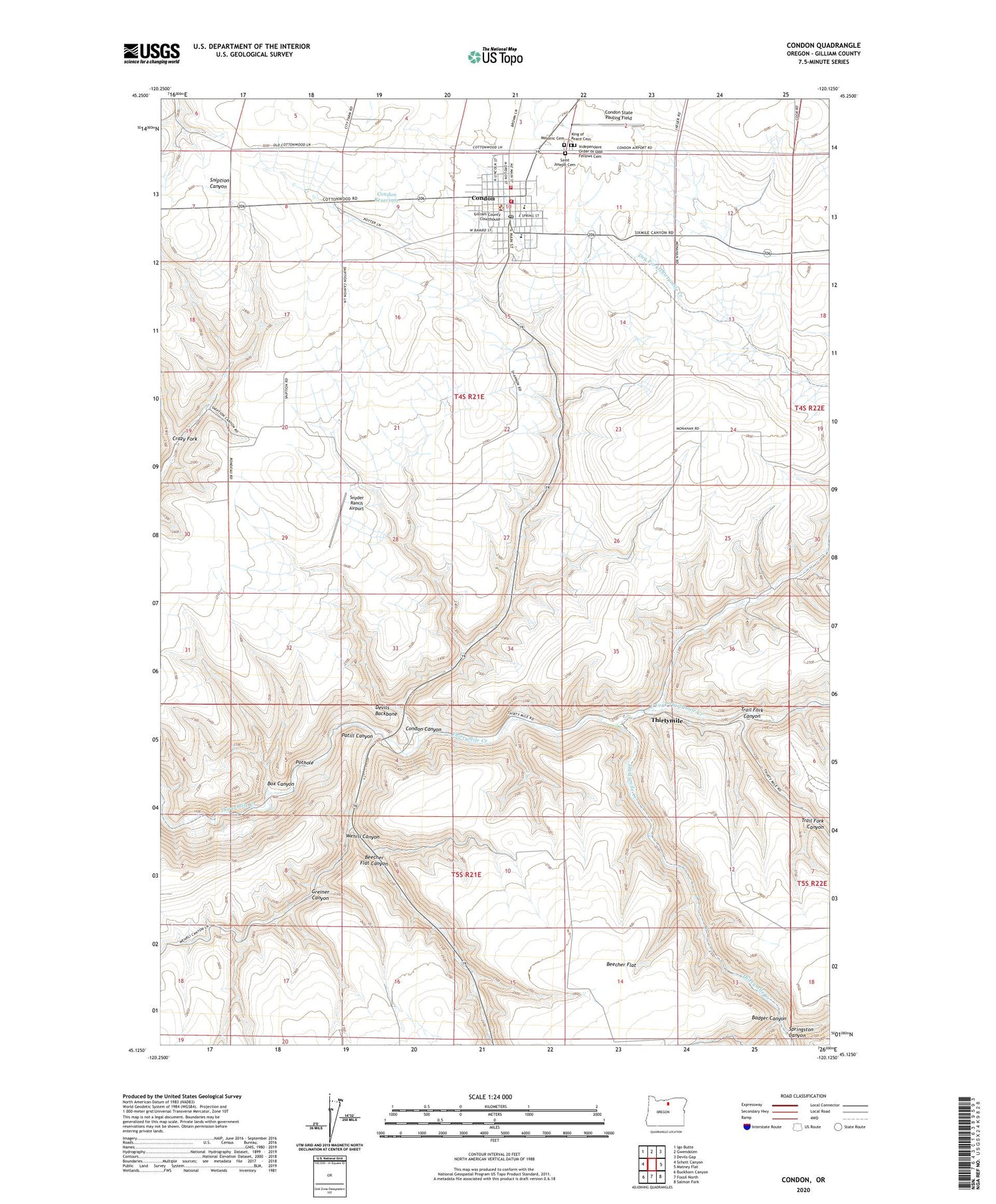 Condon Oregon US Topo Map Image